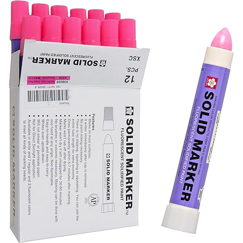 Sakura Solid Paint Markers - Permanent Marker Pens - Window, Wood & Glass Marker - Fluorescent Pink Paint - 12 Pack
