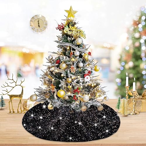 Miniatura 9 de Falda de árbol de Navidad verde esmeralda, faldas de árbol de lentejuelas de 46 pulgadas, falda de árbol de Navidad de terciopelo verde para falda
