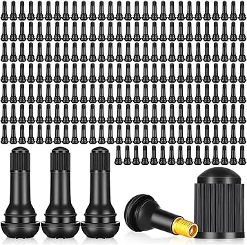 Tallew 500 Pieces TR413 Valve Stems Tubeless Bulk Rubber Snap-in Valve Stems for 0.453 Inch Rim Holes, Black Standard Length Replacement Tool for Car Tubeless Replacement
