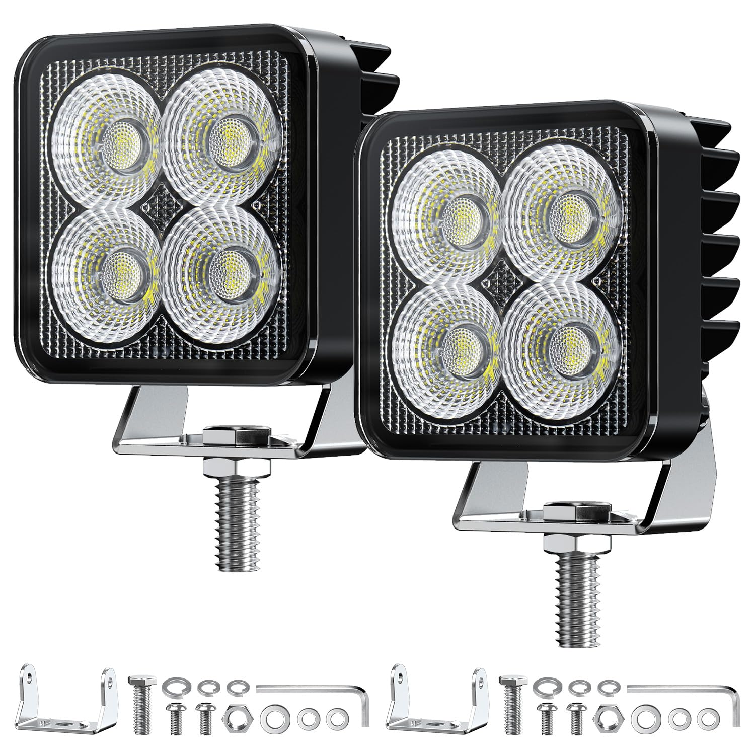 LED Arbeitsscheinwerfer 12V 24V Flutlicht, 6500K, 2er Set