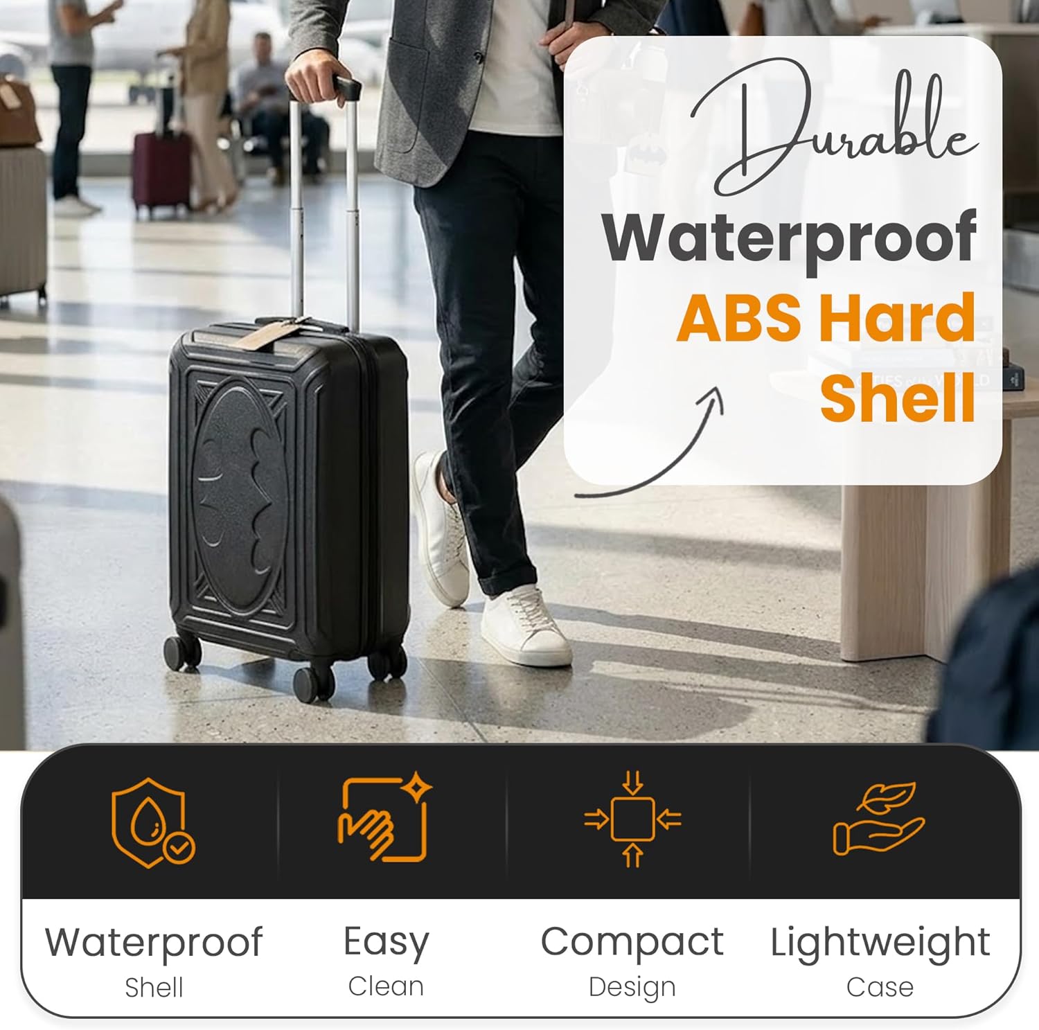 Bioworld Batman Bat Signal Weatherproof 20" Rolling Luggage