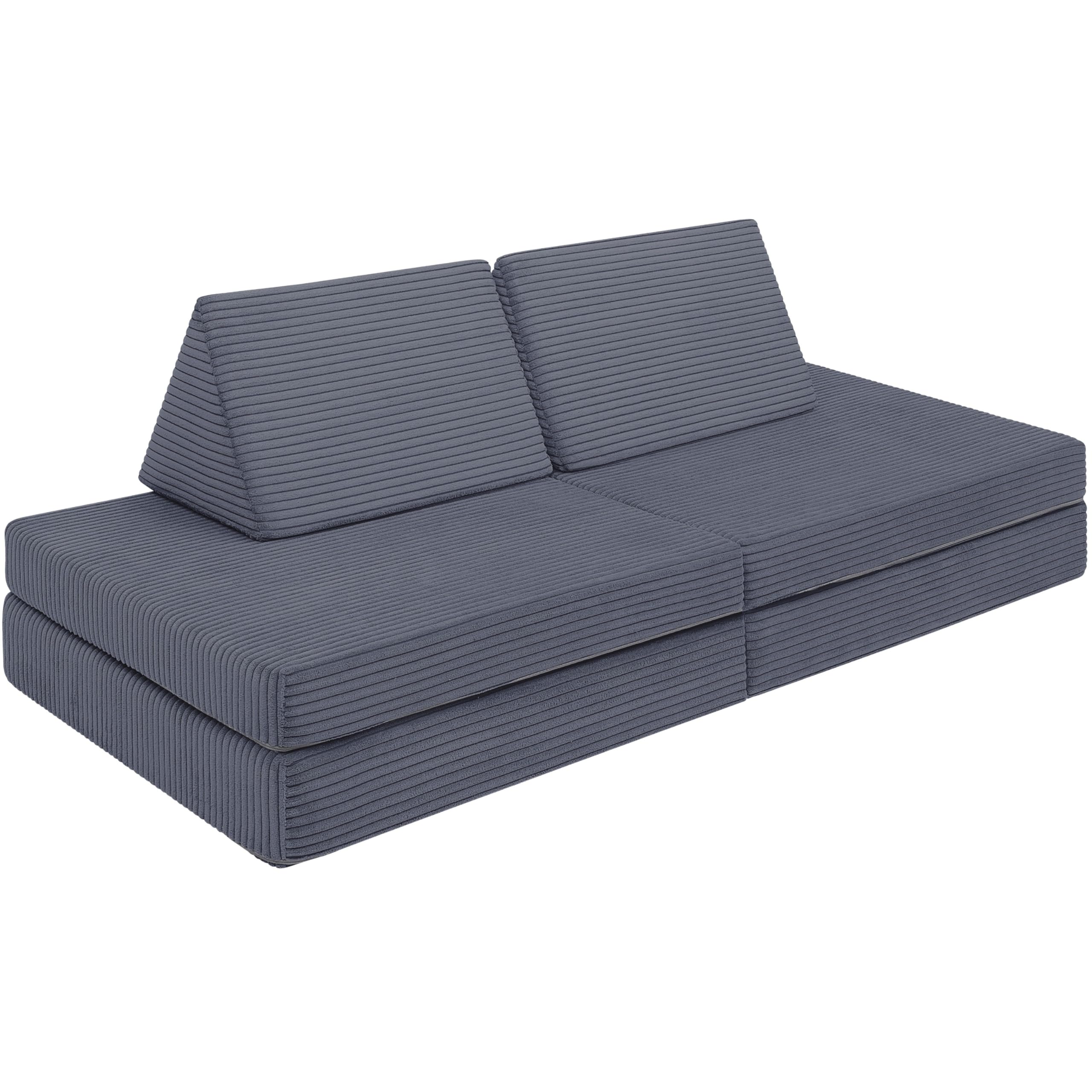 CozyKing Kindersofa in Cord grau – Weiches Spielsofa für Kinder mit abnehmbarem & waschbarem Bezug – Vollschaumkern, atmungsaktiv, Made in EU, ideal fürs Kinderzimmer