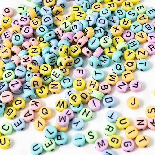 Miniatura 3 de 1400 cuentas de letras acrílicas redondas de 0.157 x 0.27 pulgadas para hacer joyas, cuentas del alfabeto para hacer pulseras de amistad, cuentas de