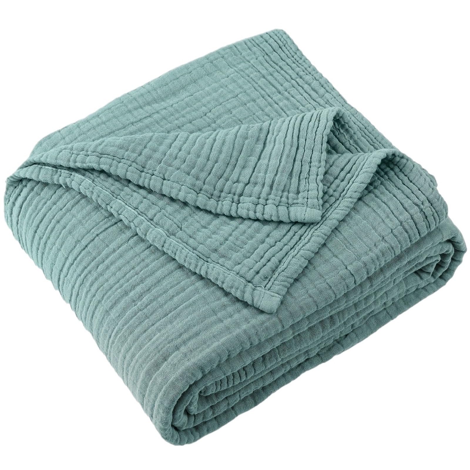 HKSDKABOP 6-Layer Cotton Muslin Throw Blanket Multicolor Multiple Sizes(Color5,130X180cm)