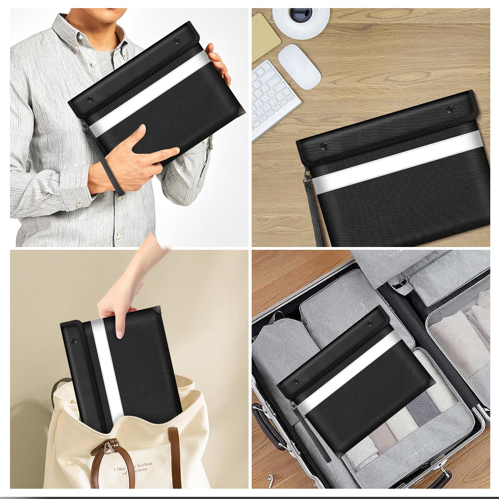 Fireproof Document Bag 5200°F Heat Insulated,Water Fire Proof Bag,Fireproof Money Bag for Cash