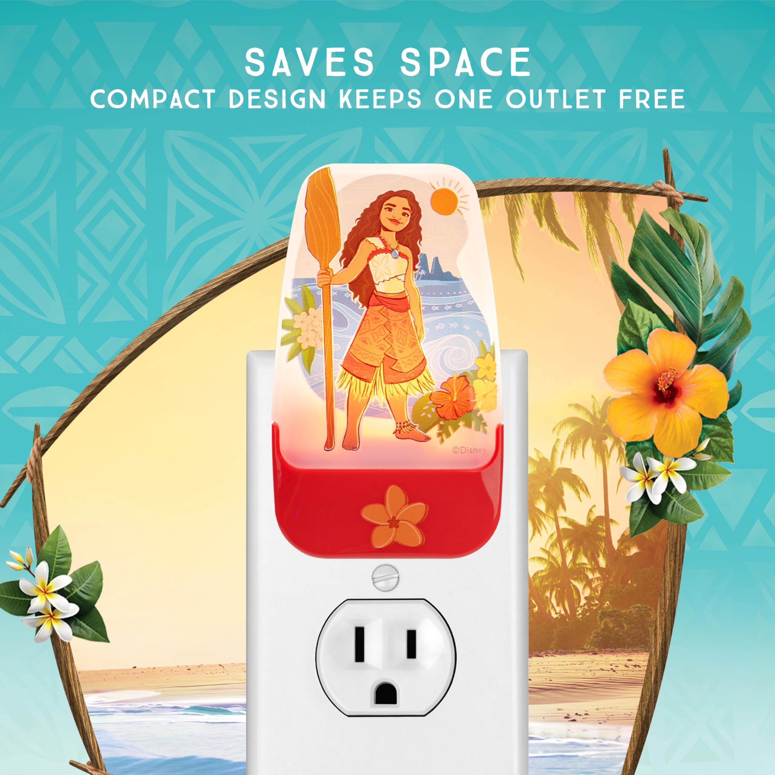 Disney Moana 85993 - Luci notturne a LED, decorazione per la stanza dei bambini, illuminazione d'atmosfera per camera da letto di ragazze e ragazzi, bagno e cameretta dei bambini 85993