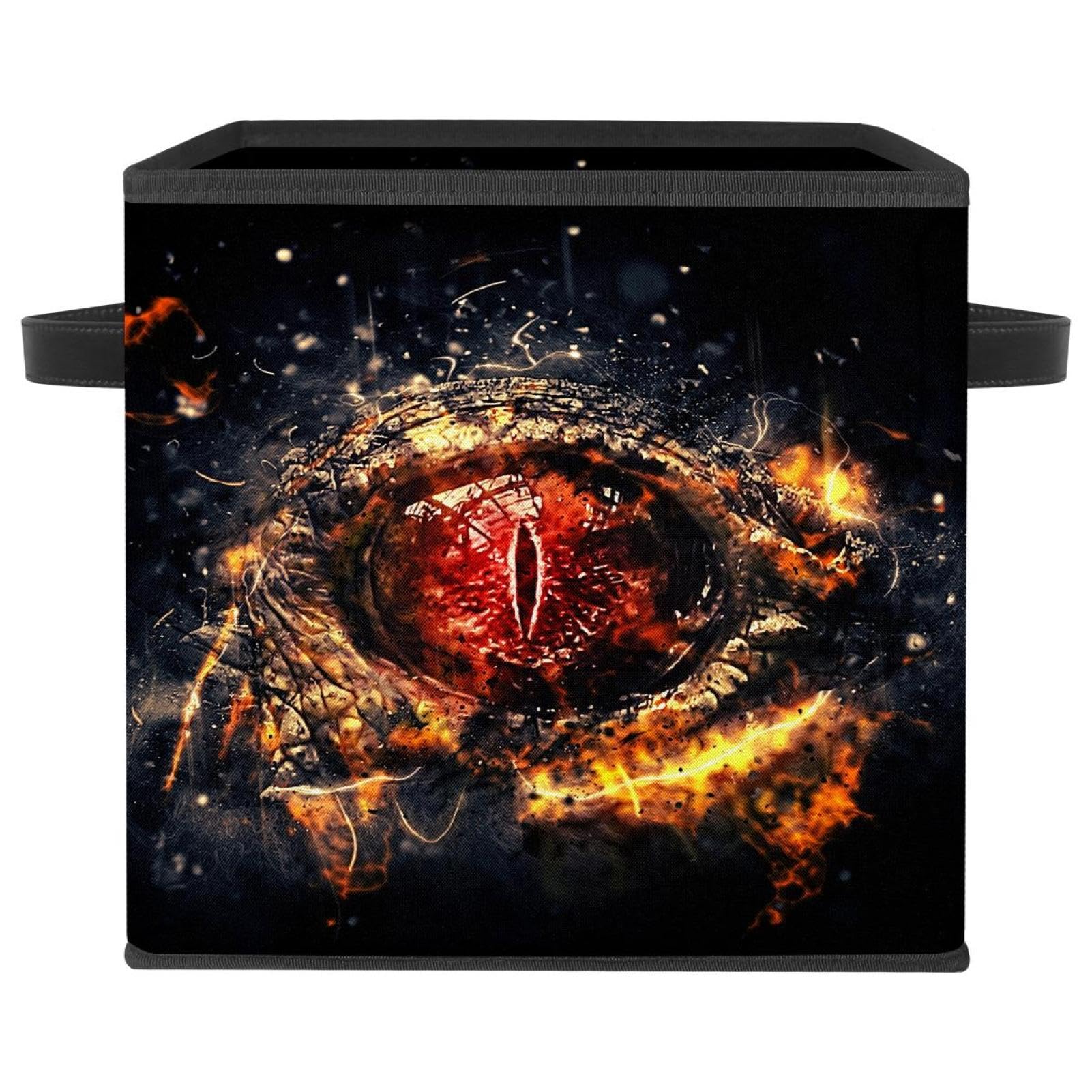 Boîte de rangement en tissu imprimé dragon avec poignées solides