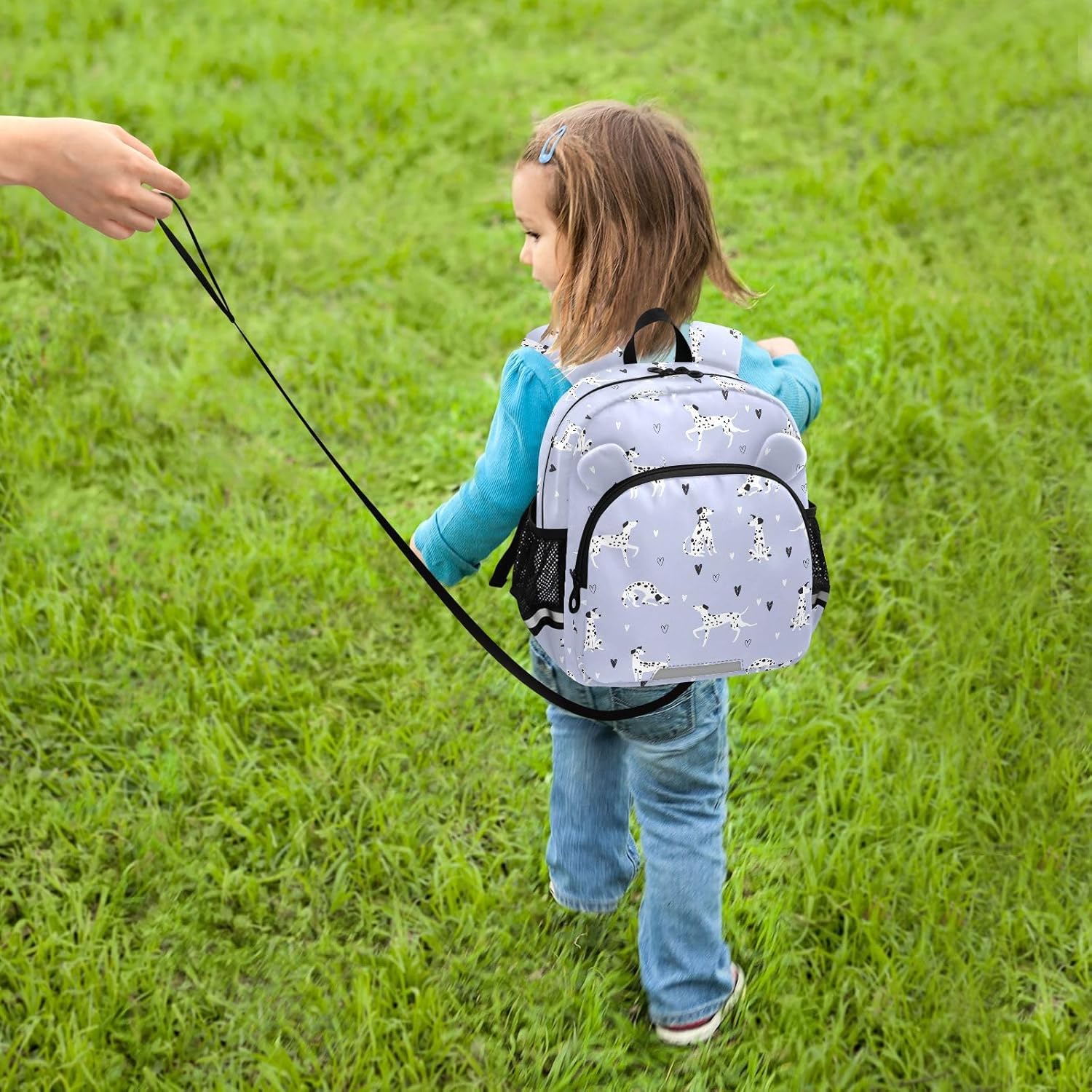 Kids Funny Dalmatian Dogs Backpack Leash Preschool Backpack Small Toddler Backpacks for Girls Boys 3-6 Anti-Lost Baby Harness M
