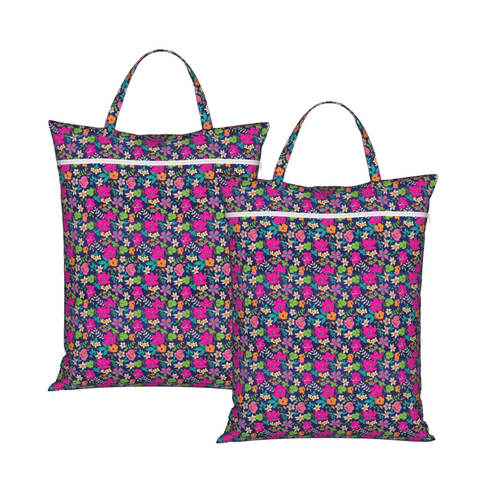Sac à linge de voyage pour camping et plage au motif floral
