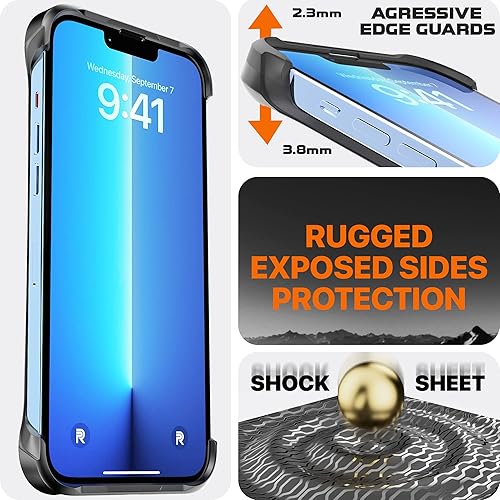 Miniatura 3 de REBEL Funda para iPhone 13 Pro Max Serie Flex Lados expuestos para mayor comodidad, fibra de aramida, fuerte compatible con MagSafe, esquinas