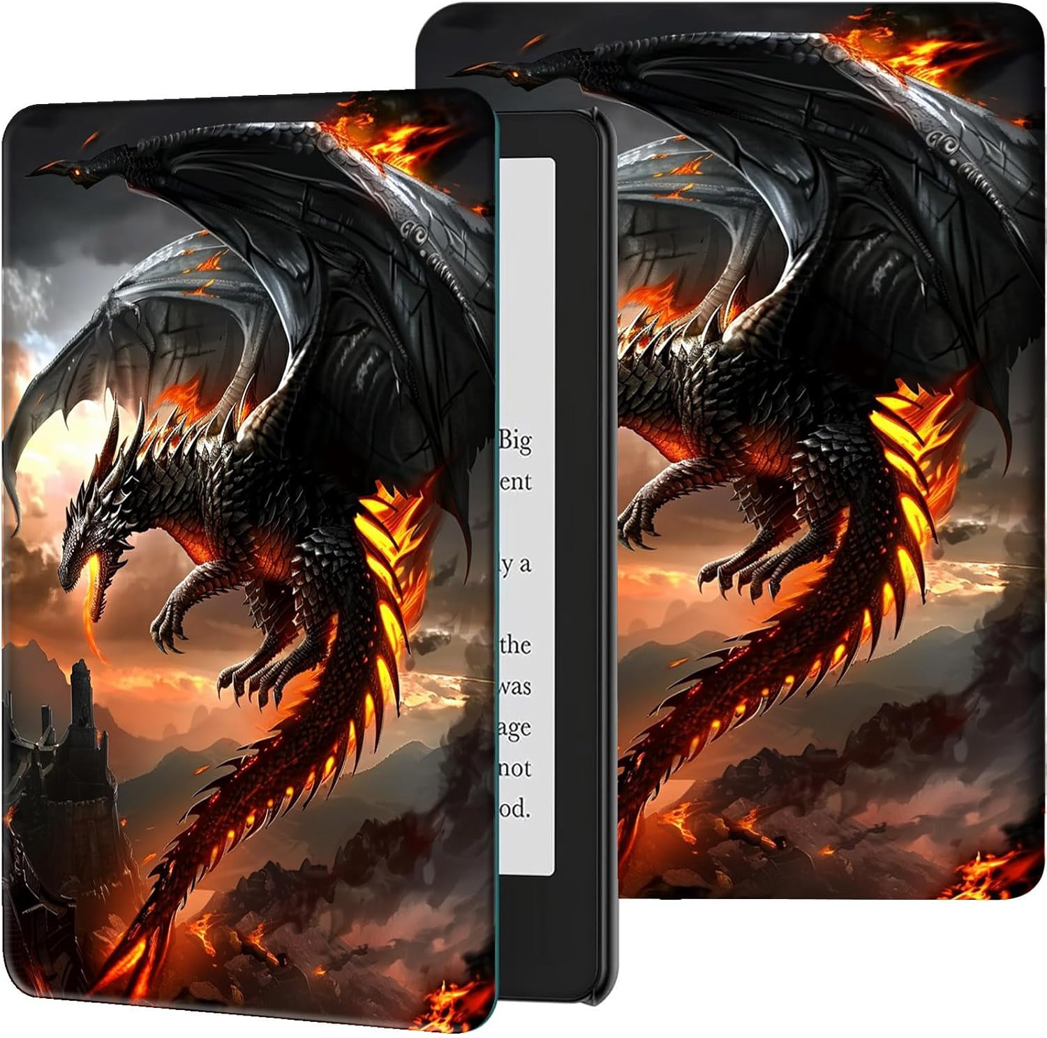 Case for 6.8" Kindle Paperwhite (11th Generation-2021) and Kindle Paperwhite Signature Edition Slim PU Leather Lightweight Adjustable Stand Smart Cover with Auto Wake/Sleep,Fire Dragon