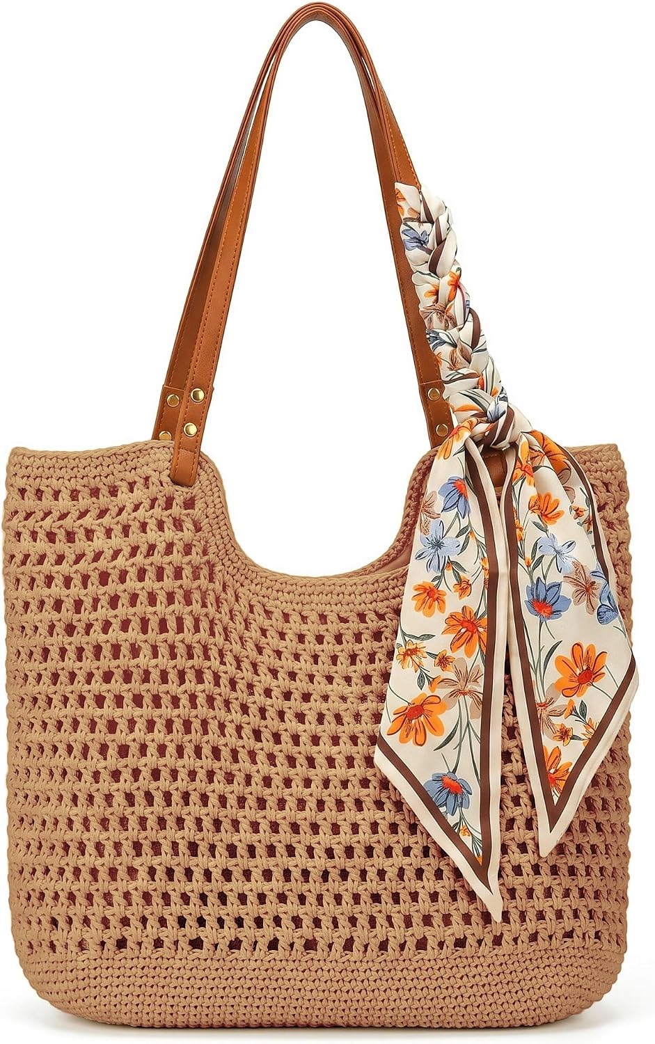 Crochet Beach Tote Bag for Women, Summer Woven Purse, Straw Style