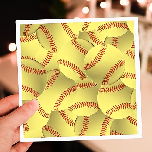 Miniatura 7 de 3dRose Juego de 12 tarjetas de felicitación con patrón de softbol amarillo y rojo con diseño de bolas blandas Deportivas Deportivas Deportivas Juego