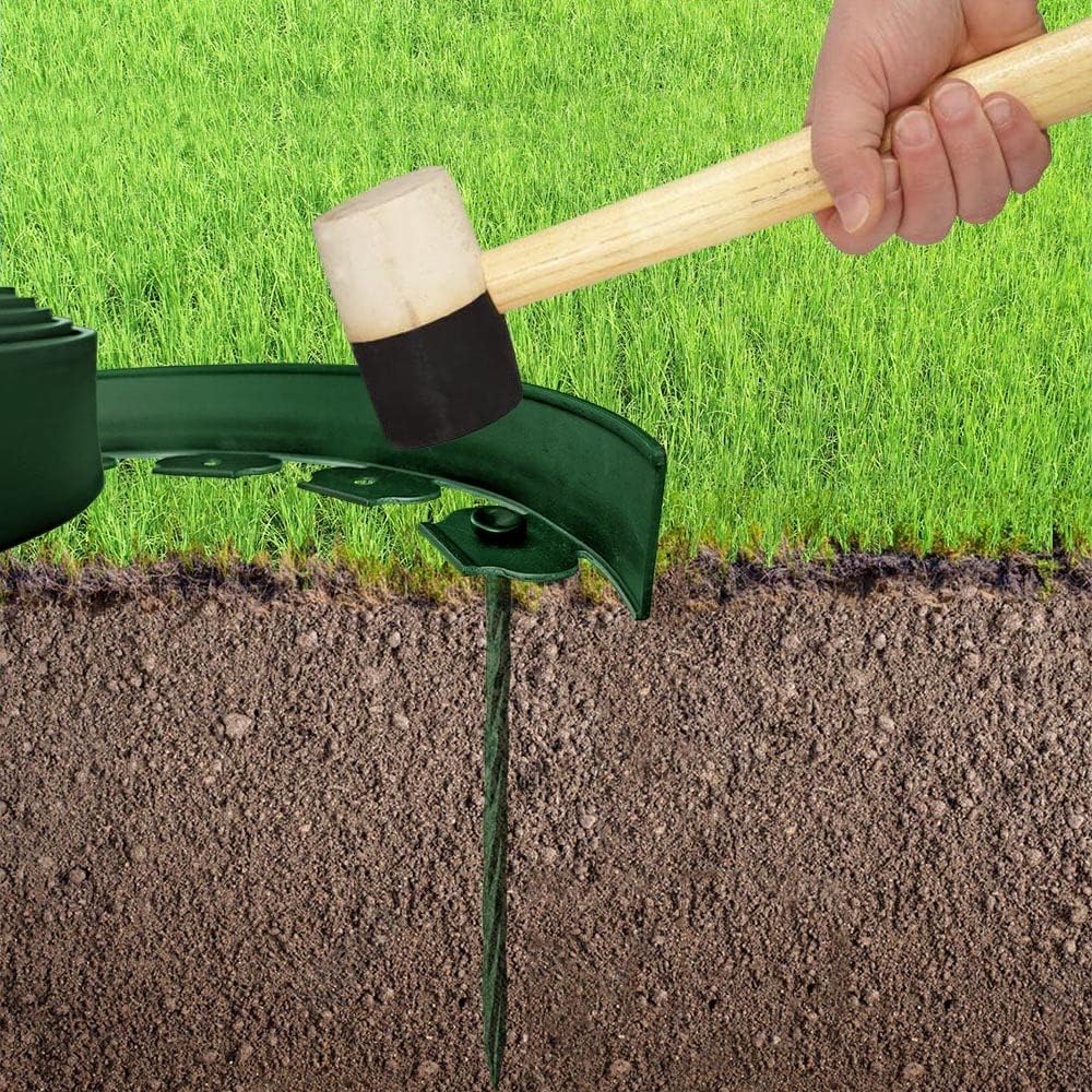 20FT Green Landscape Edging No Digging Garden Edging Kit Include 18 Spikes, Premium Yard Edging Fence with One Spike per Feet