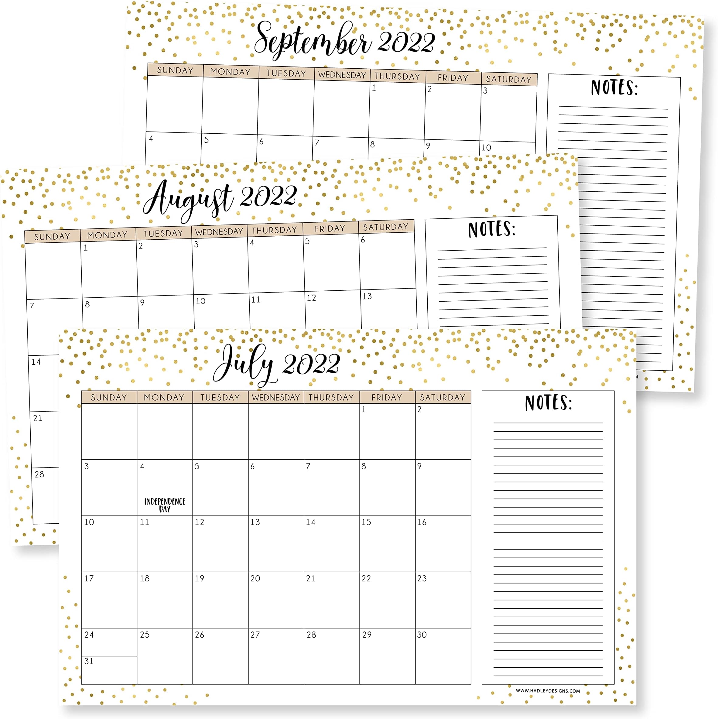Large Desk Calendar 2022-2023 - Gold Dots Desk Calendars 2022, Academic Wall Calendar 2022-2023 Large Desktop Calendar 2022 Desk Calendar 11x17, 18 Month Large Wall Calendar 2022-2023