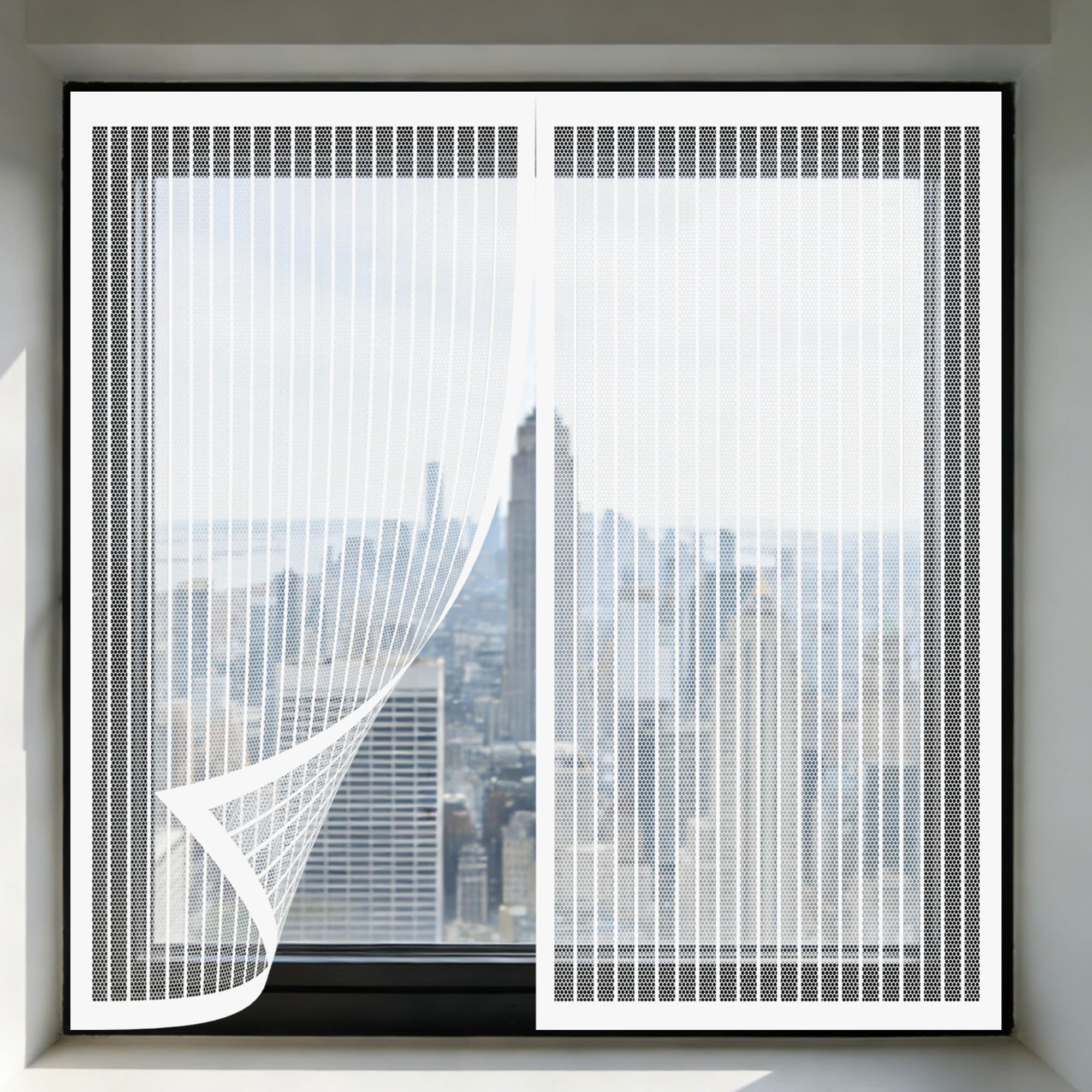 Magnetic Fly Screens Windows 115 x 115 cm Prevents Insects Flies Mosquitoes from Entering The Room Fly Screen for Window Easy Install for Living Room Bedroom Offfice, White