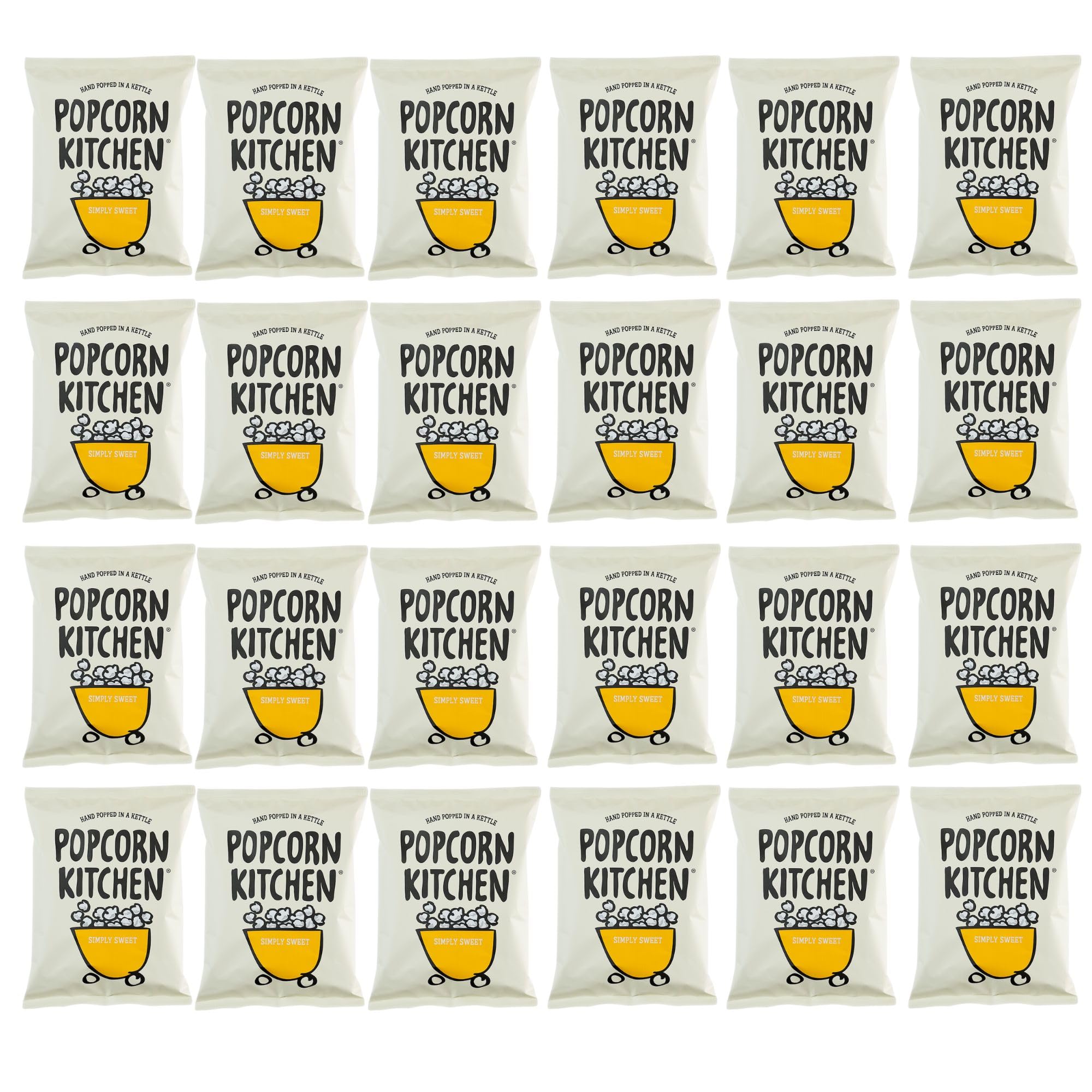 Gourmet Popcorn, Simply Sweet, Hand Popped in a Kettle, Suitable for Vegans. Snack Packs, 24x 30g