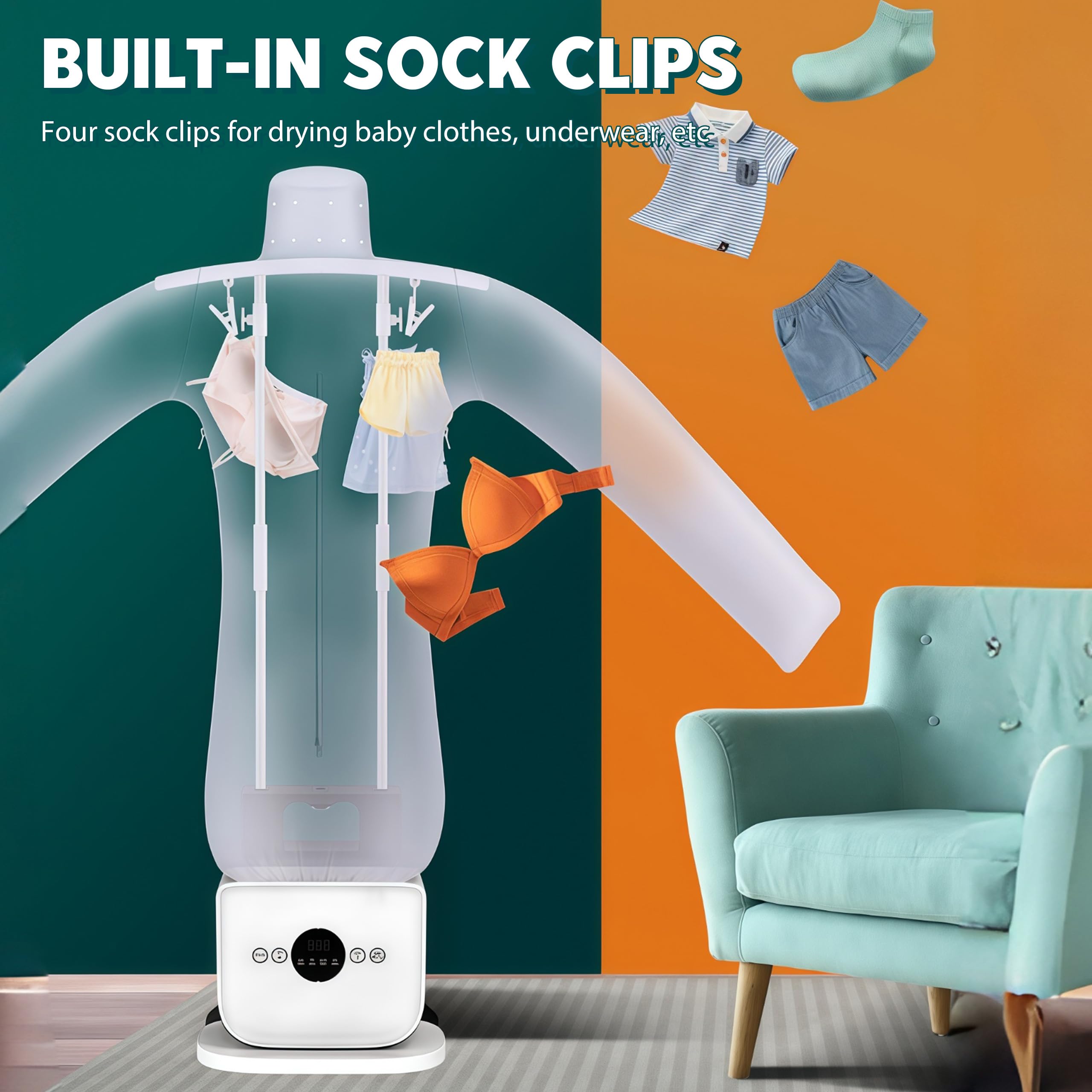 Fer à repasser automatique pour chemises, portable, avec fonction de temps pour chaussures, vêtements, pantalons et jupes, avec couverture sèche et séchage à 360° (3PCS)