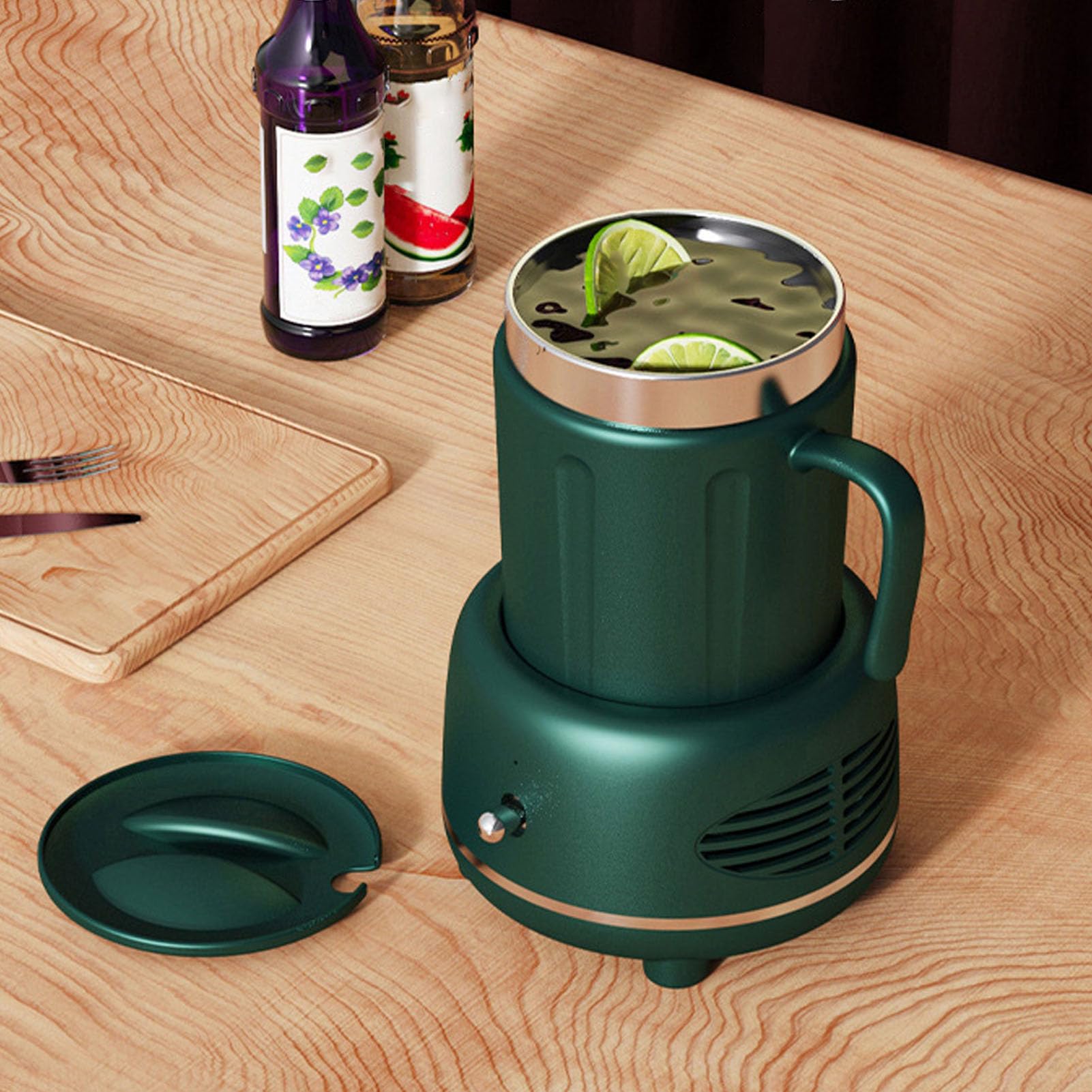 SUNGOOYUE Calentador de Tazas, Enfriador, Calentador de Tazas, Alimentado por USB, Inteligente, Portátil, Eléctrico, de Enfriamiento Rápido, Taza Calefactora para café, Leche, té, Verde