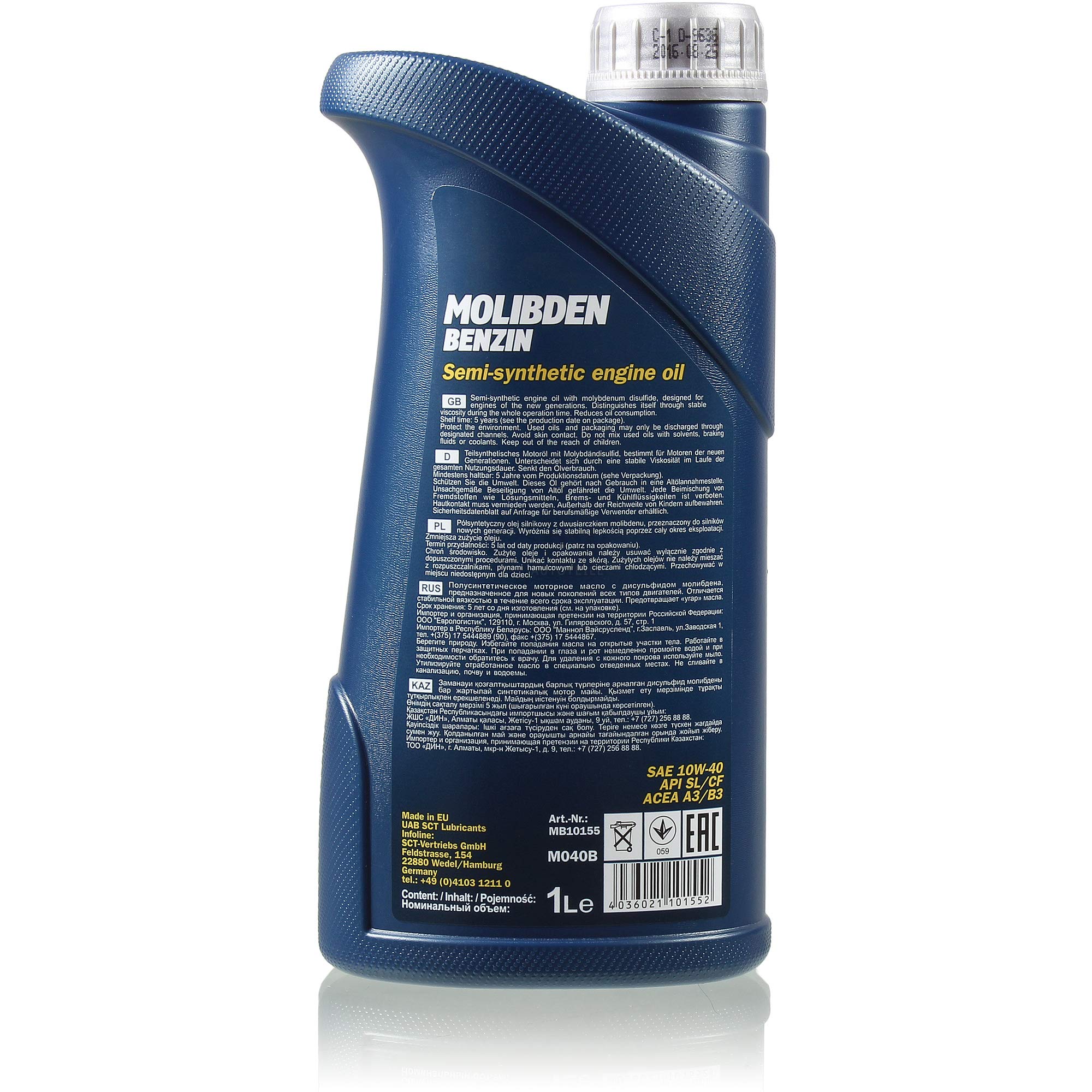 MANNOL Huile moteur Molibden 10W-40 API SL/CF Huile moteur 10 l