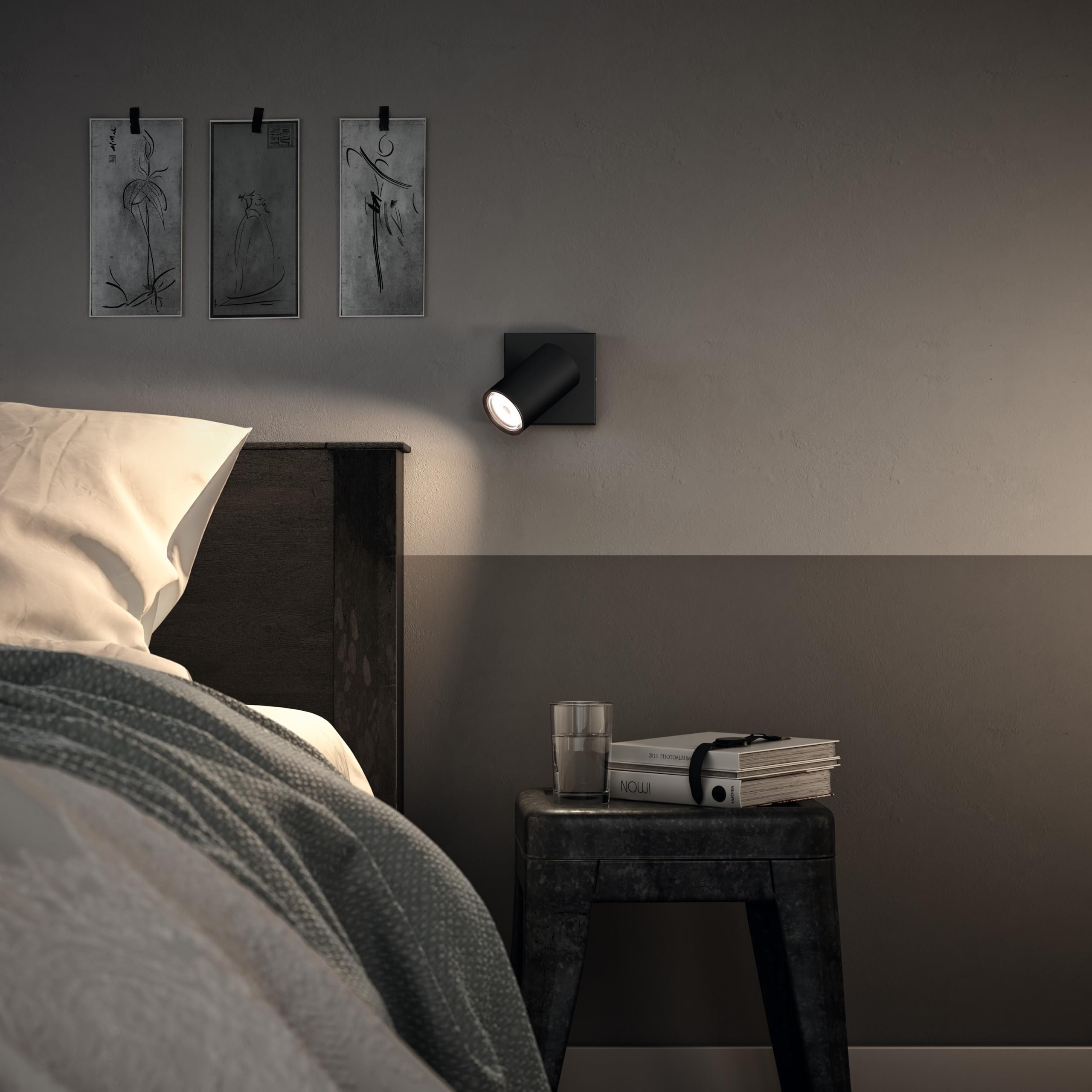 Philips Kosipo Lámpara de techo (Negro) - Luz blanca cálida - Aplique de pared y techo con 1 foco - GU10 - No regulable