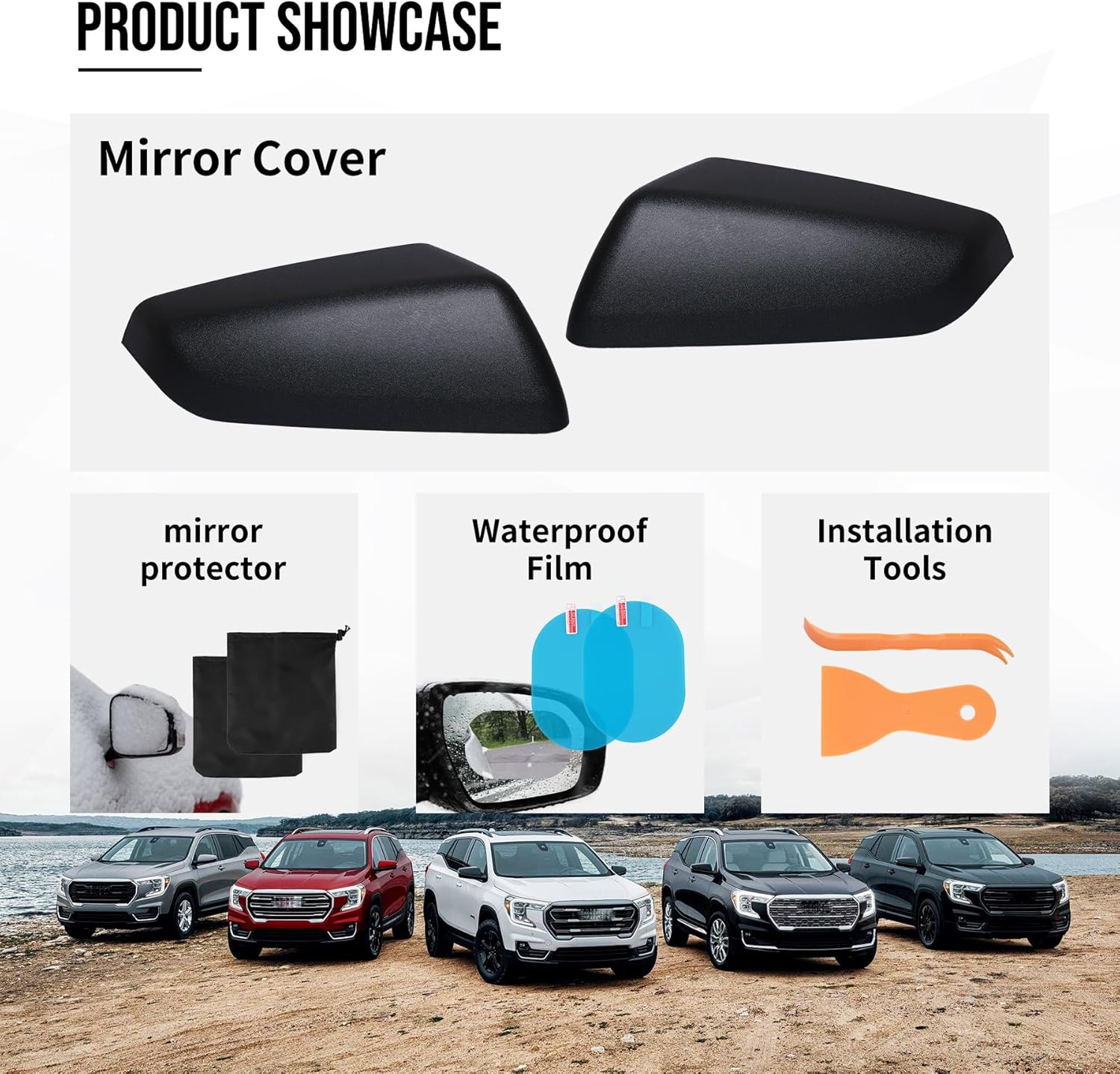 Textured Black Mirror Covers Compatible with 2018 2019 2020 2021 2022 2023 2024 Chevy Equinox&GMC Terrain,Replaces 23406417 23406416,Left & Right Cap (Textured Black, Left & Right)