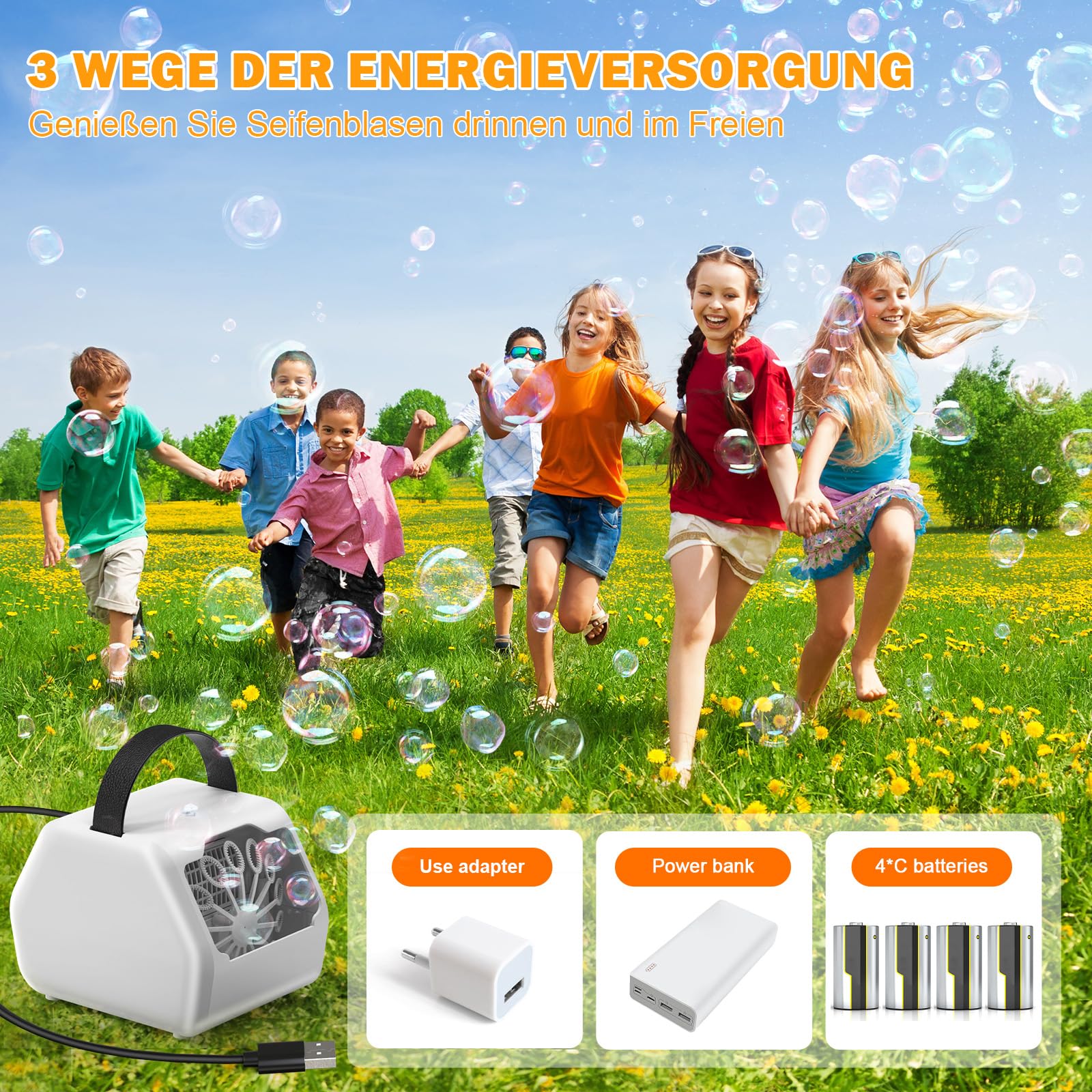 Machine à Bulles pour Enfants,Soufflante à Bulles LED Automatique Portable 20000 Bulles par Machine à Bulles pour Enfants,Soufflante à Bulles LED Automatique Portable 20000 Bulles par