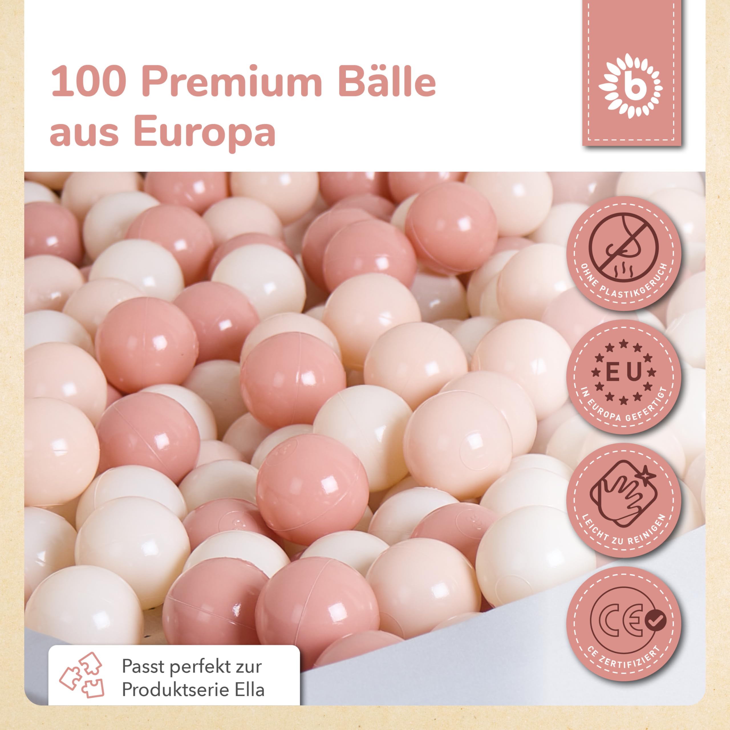 Bieco Bälle für Bällebad Dreamy Flowers | 100 Stück | Bunte Bälle | Bällebad Kinder | Bällebad Baby | Bällebad | Bällebad Bälle | Baby Ball | Ball Kinder | Spiele für draussen