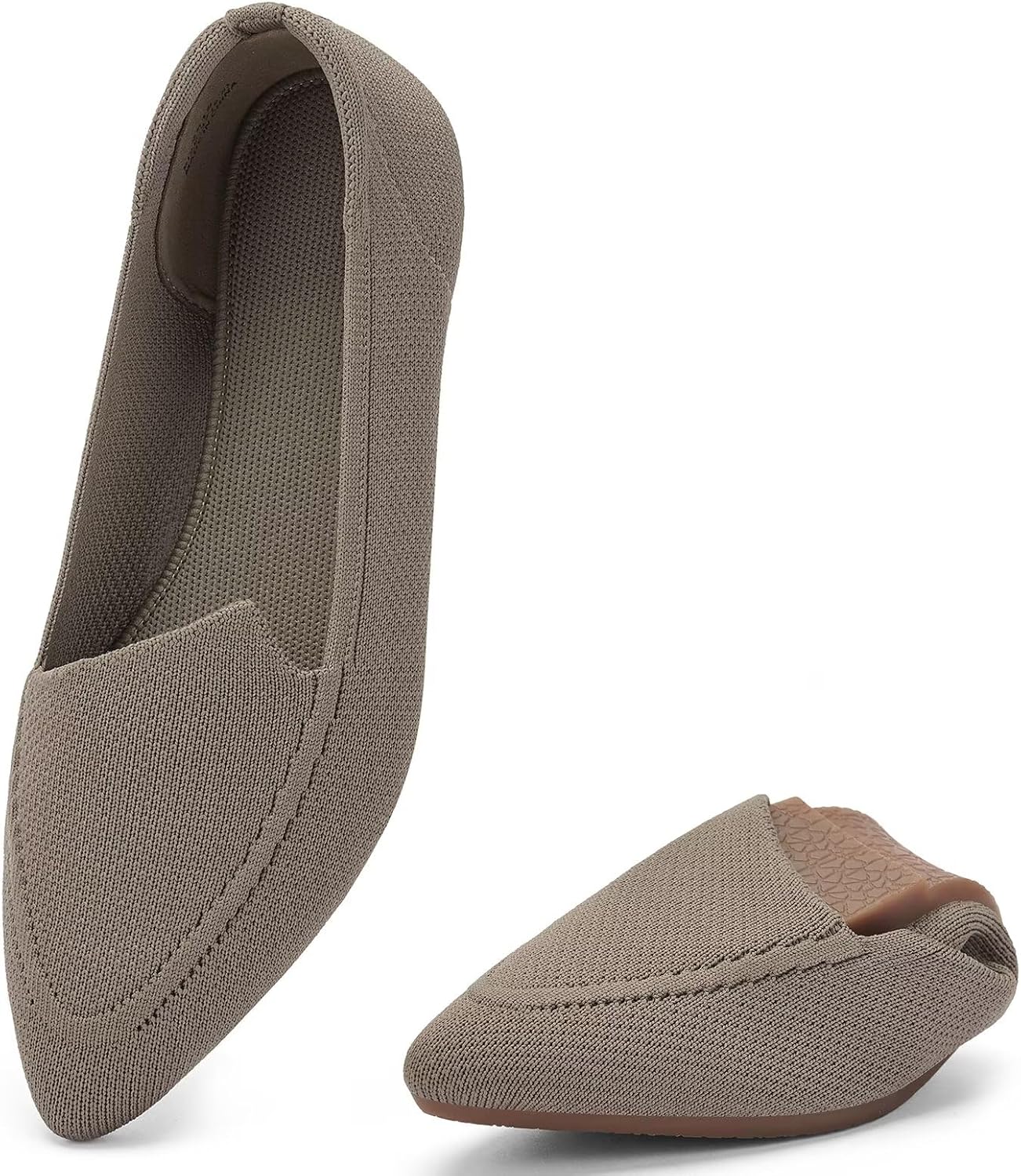 poemlady Women’s Ballet Flat Shoes Dress Knit Pointed Toe Slip On Ballerina Walking Flats Shoes for Woman Casual Comfort Soft