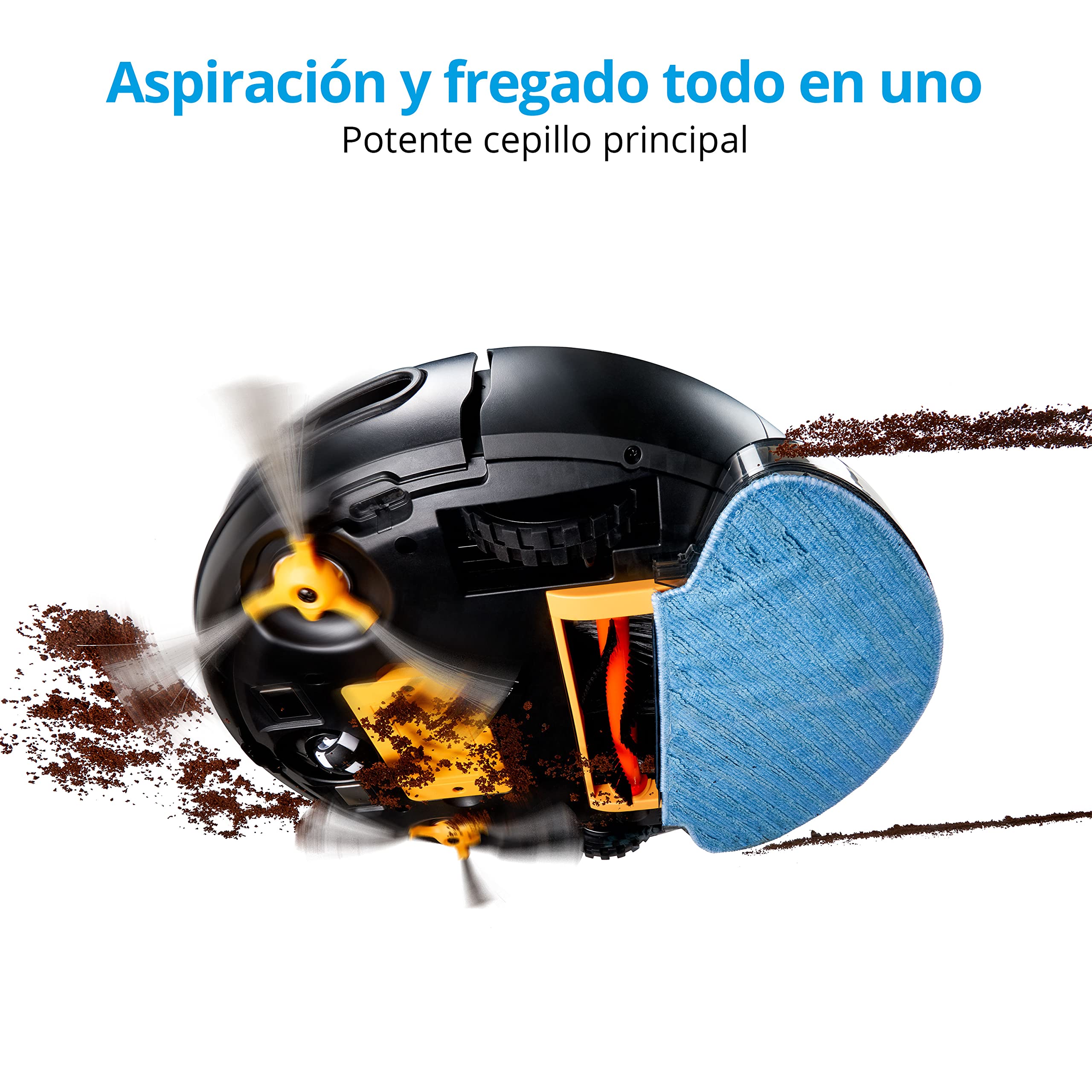MEDION Robot Aspirador con función de fregado y navegación Inteligente S12 SW (2.100 Pa, Potente Cepillo Central, Control Mediante la App Alexa, aspiración con fregado en Paralelo, estación de Carga