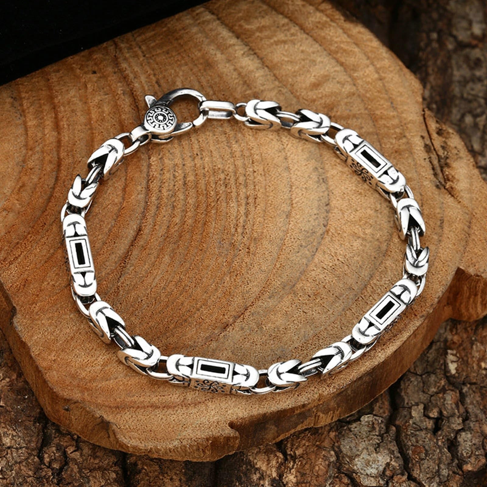 Herren Armbänder S925 Sterling Silber Byzantine Kette Weinstock