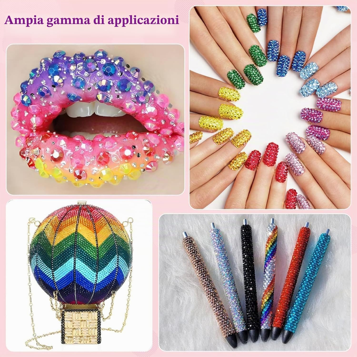 Kit di strass in resina Bedazzling, 32000 pezzi, 40 colori, gemme con retro piatto da 3 mm e colla 3x10 ml, strass per nail art, artigianato, abbigliamento, scarpe, tazze, kit di decorazioni fai da te