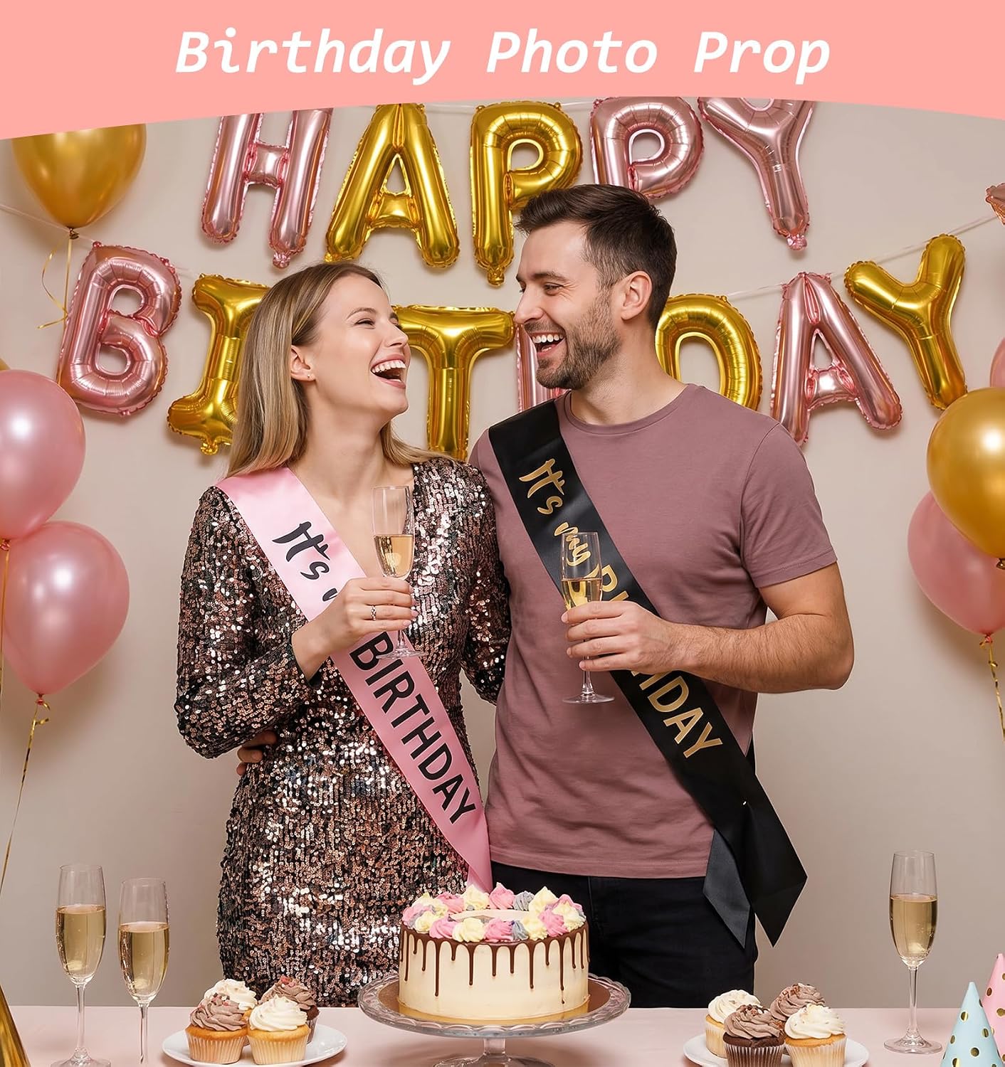 6 Pcs Its My Birthday Sash, Soft Satin Happy Birthday Sashes for Women Men