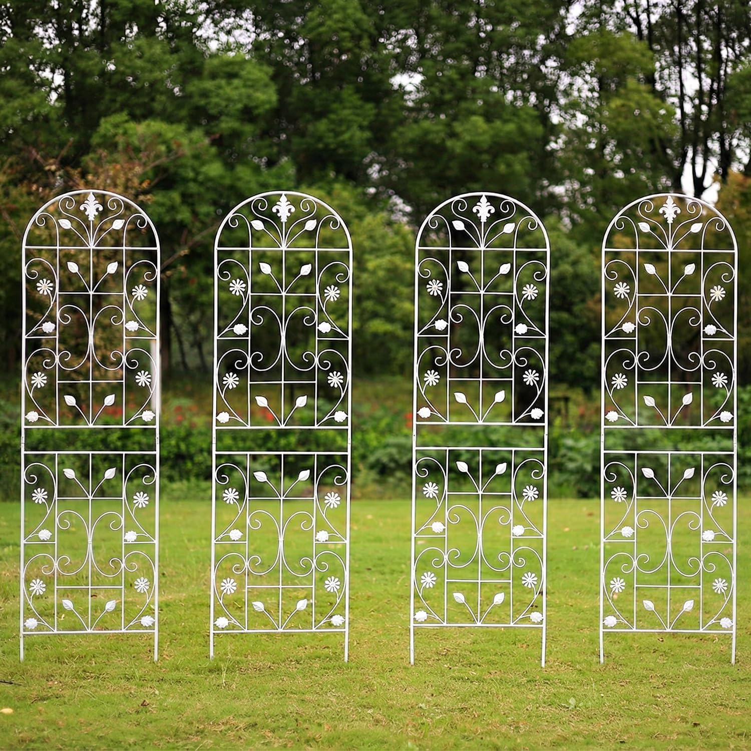 Trellis for Climbing Plants Outdoor, （4 Pack 70.8x19.6-inch）, Generic Metal Garden Trellis, Rustproof, Easy Assembly,（White）