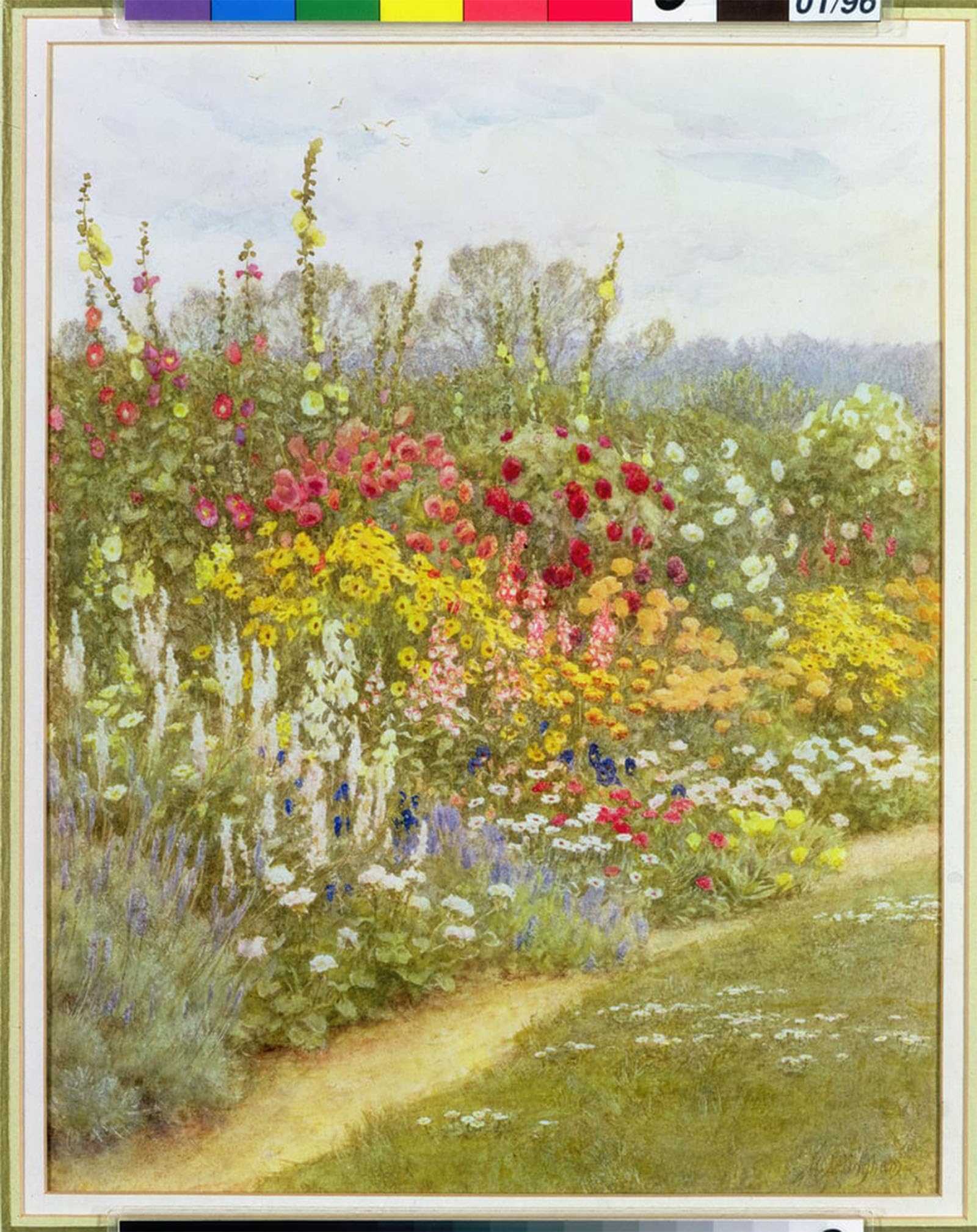 SERENDIPITP Vintage Picture Print on Canvas Wall Art Poster a Herbaceous Border by Helen Allingham Artwork Print Poster for Wall Decor 60x90cm