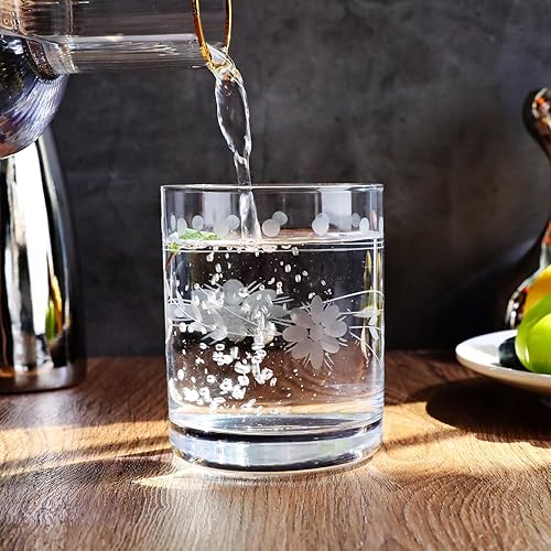 Miniatura 7 de Vasos vintage grabados dobles antiguos, 10 onzas, juego de 4, vasos de whisky, aptos para lavavajillas