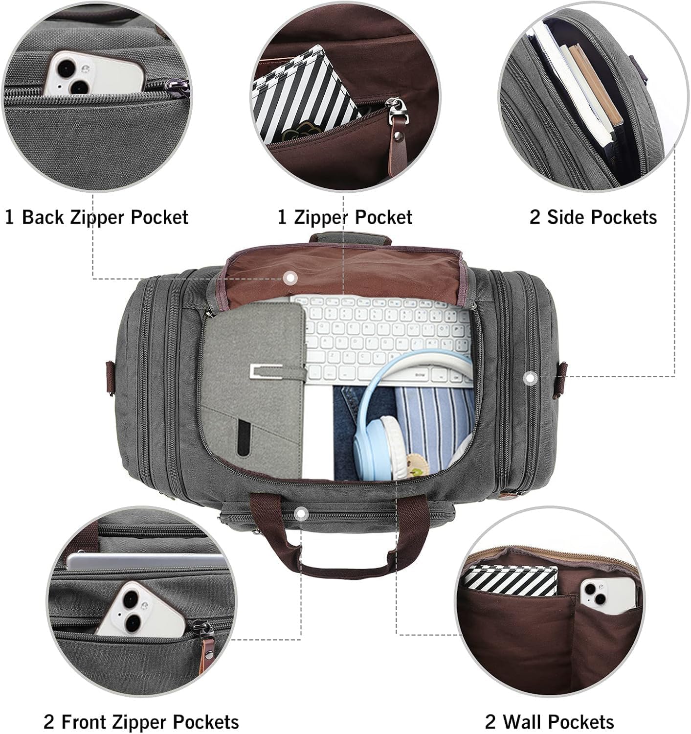 Sechunk Duffle Bag Canvas Large Outdoor Shoulder Bag Overnight Handbag Travel Tote Luggage Weekender Bag