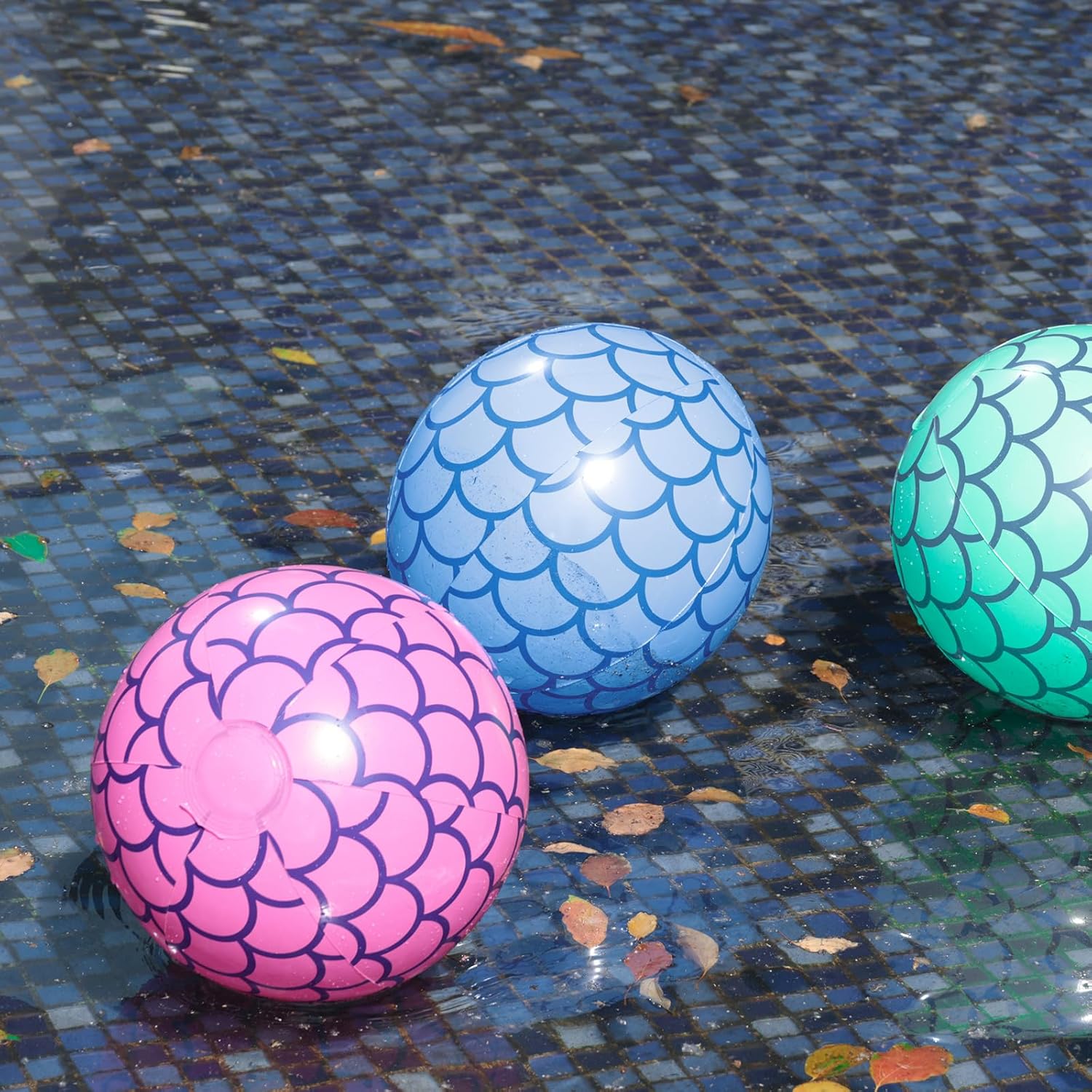 FUTUREPLUSX 4PCS Beach Balls, 10 Inch Inflatable Pool Balls Mermaid Party Decorations for Summer Beach Party