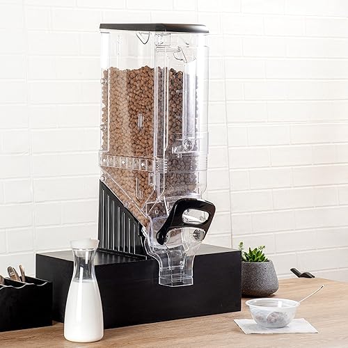 Miniatura 4 de Restaurantware Dispensador de cereales de plástico de 5 galones de plástico dispensador de caramelos, alimentos secos negros con soporte para