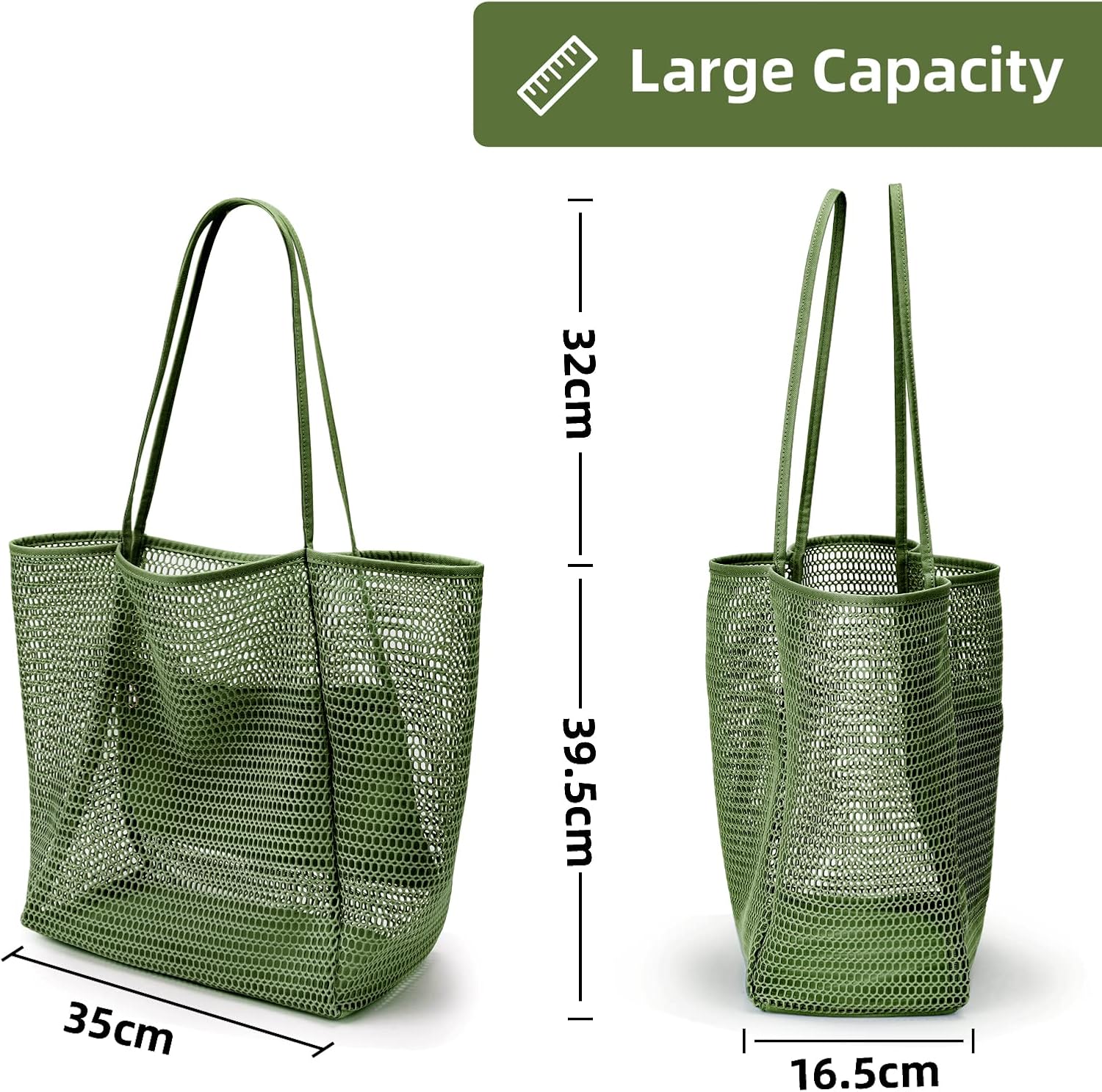 KALIDI BeachNylon Mesh Tote Bag, Casual Tote Bag Hobo Women Foldable MAX 23L Shoulder Bag For Beach Picnic Vacation - Image 6