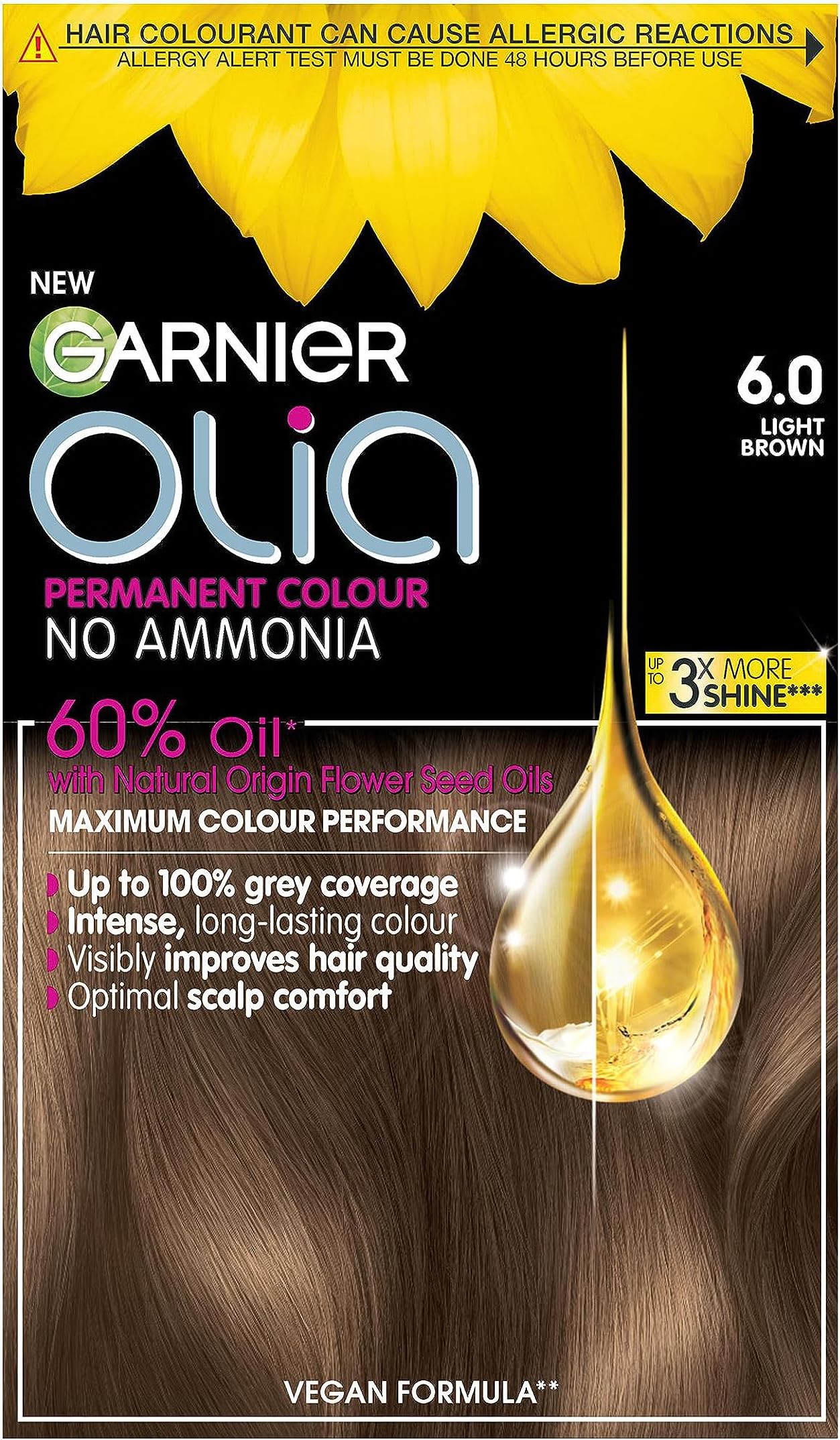 (Light Brown) - Garnier Olia Permanent Hair Colour 6.0 Light Brown