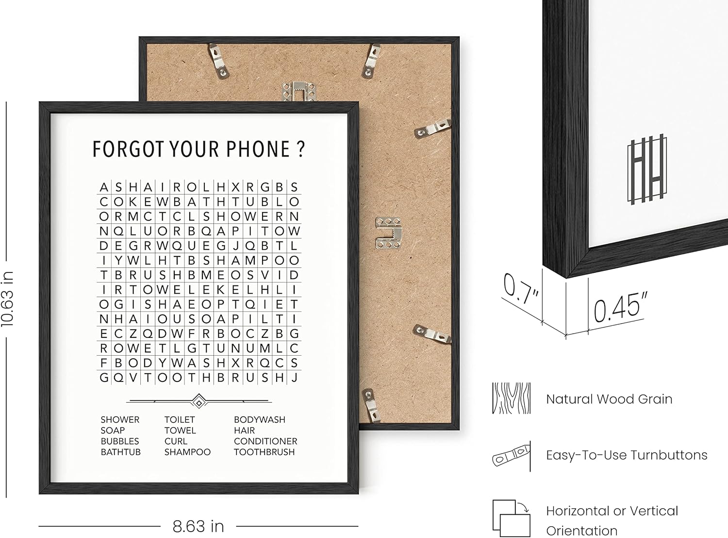 HAUS AND HUES Funny Bathroom Decor Wall Art | Set of 3 Signs and Prints for Bathrooms | Toilet Signs (Black Framed, 8x10)