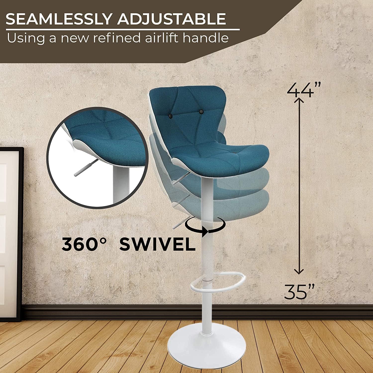 Halter Barstool, Adjustable Height Stool Chairs, Counter Height Swivel Bar Stools for Kitchen Island, Bar Chair, Counter Stool, Blue