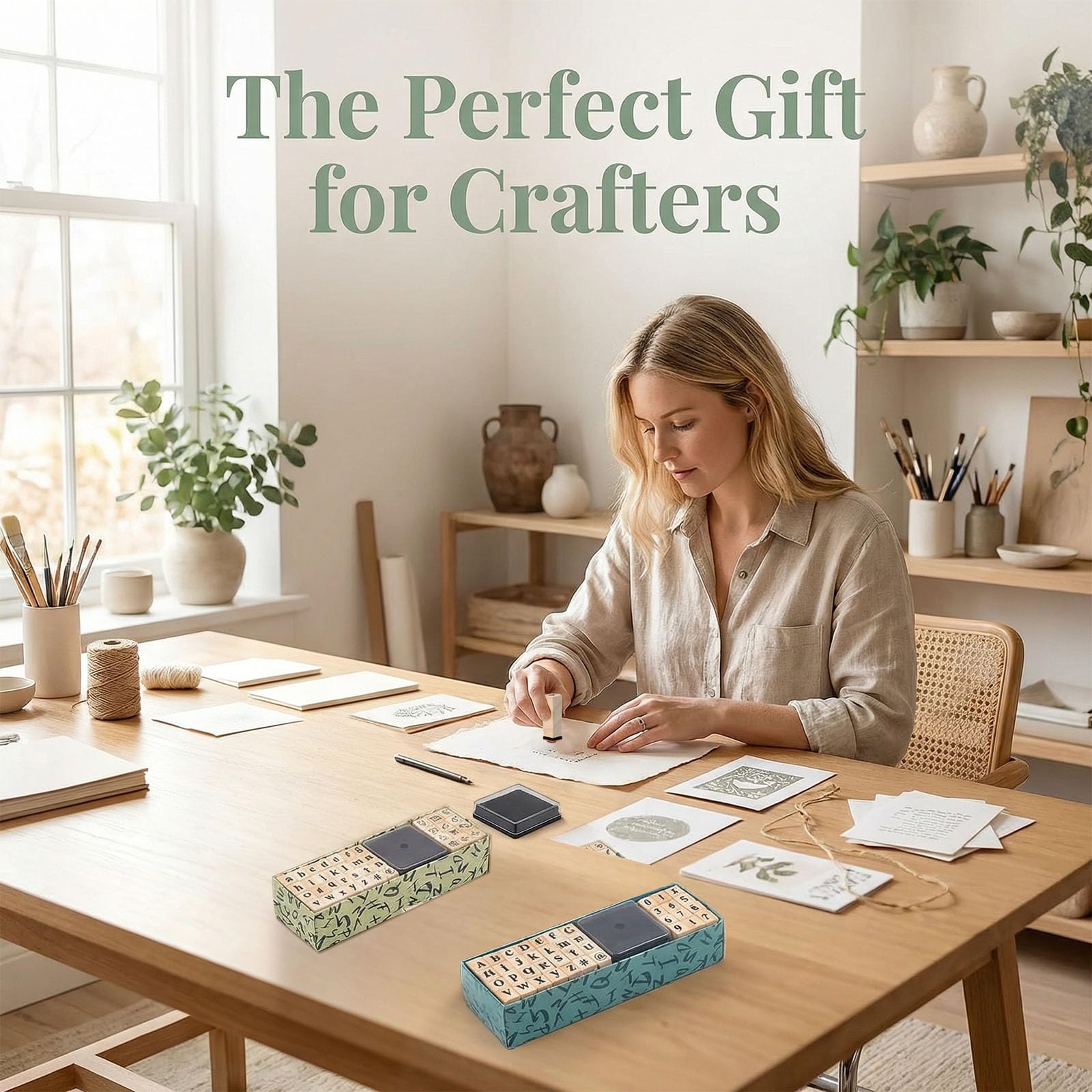 80 Pzs Sellos de Letras y Números, Kit de Sellos de Alfabeto y Números con Mini Almohadilla de Tinta Vintage Sello Goma Madera para DIY Tarjetas, Scrapbooking, Personalizados, Manualidades