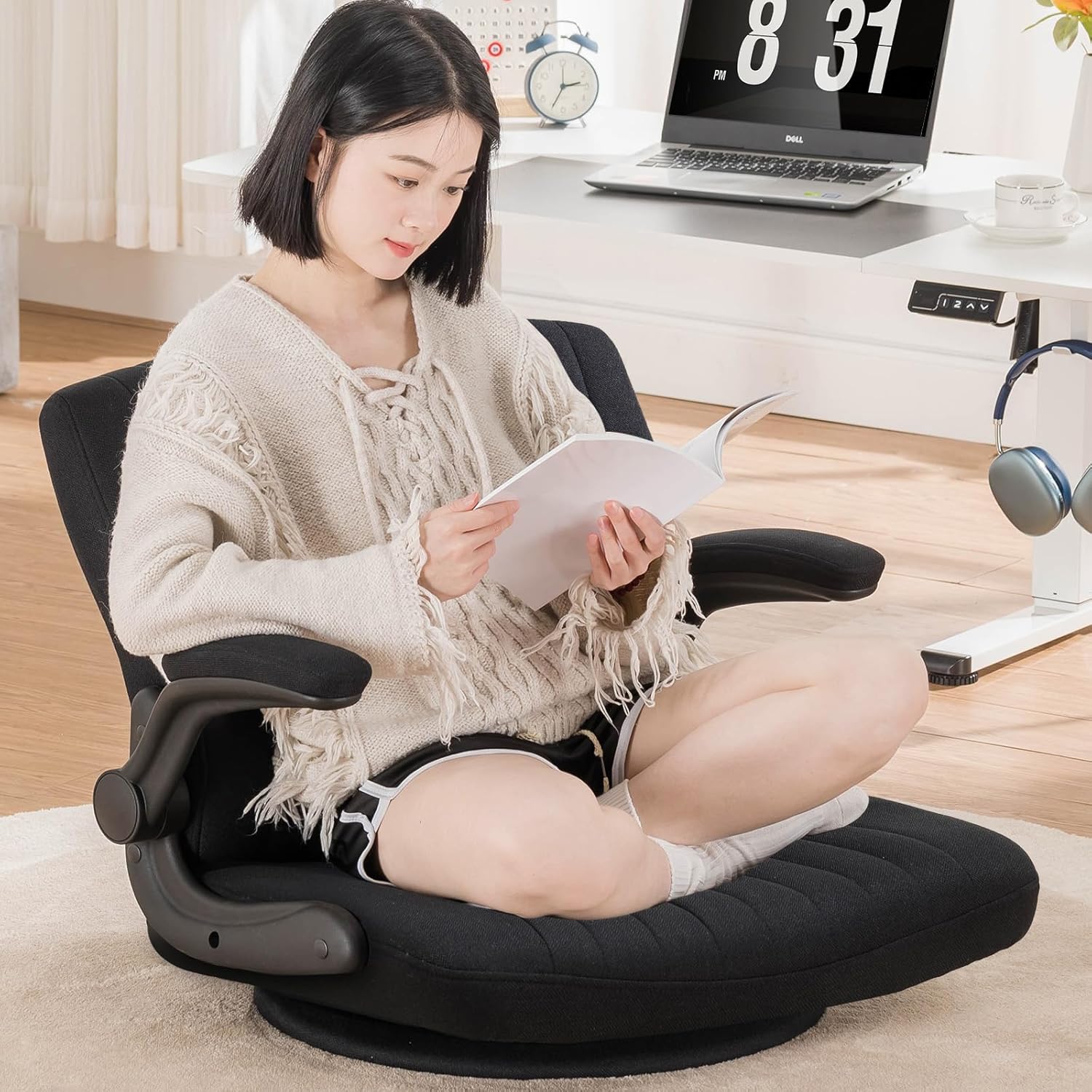 広松木工 スピンスツール 黒い円形クッション 広松木工 スピンスツール 黒い円形クッション