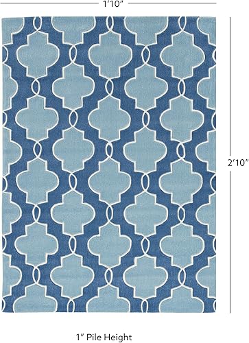 Miniatura 2 de Linon Alfombras Trio de Fibra Natural, 1.10 x 2.10 pulgadas, Azul