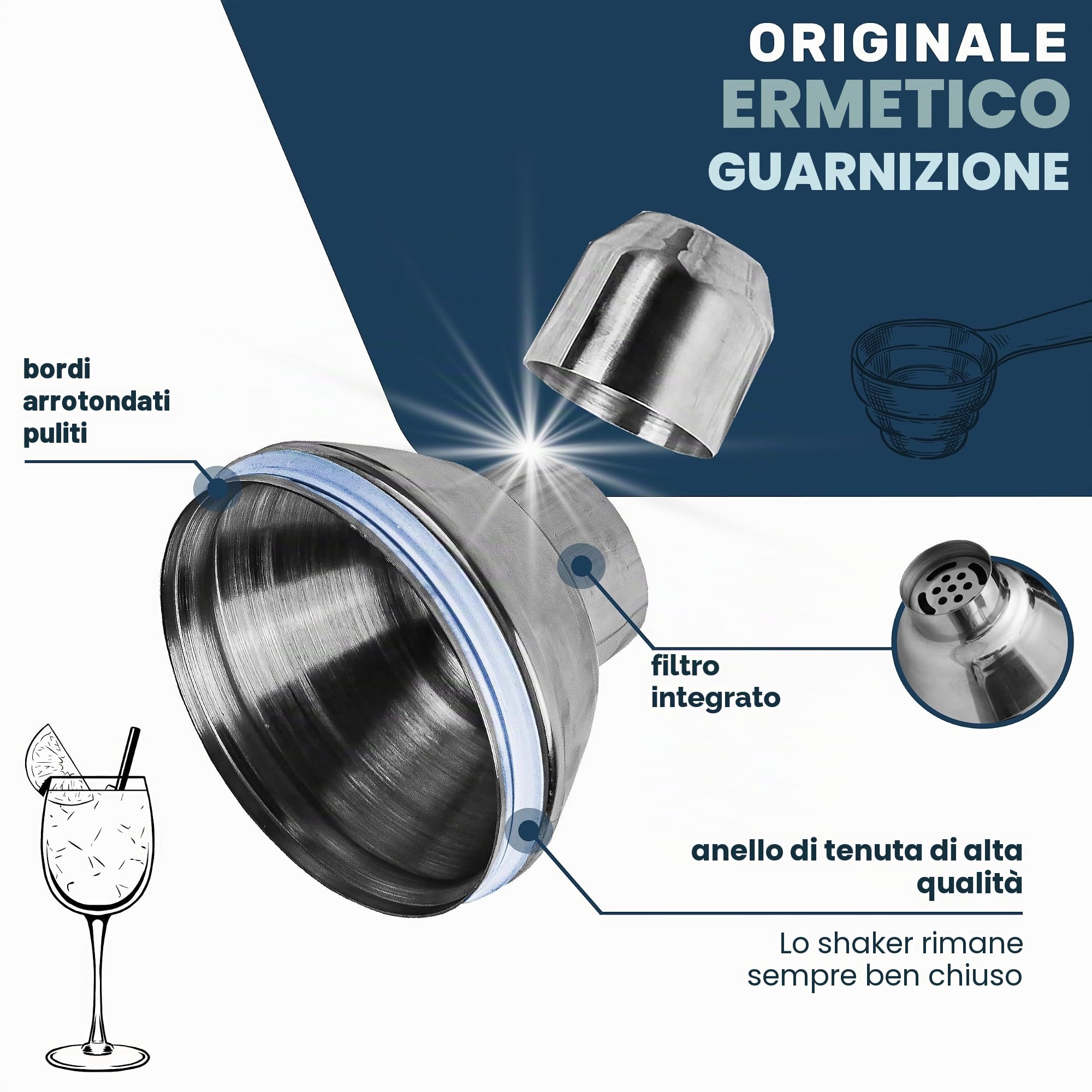 Set di 16 shaker da cocktail in pratica ed elegante scatola di legno, ottima confezione regalo con ricettario per principianti e professionisti, acciaio inossidabile 304 Premium