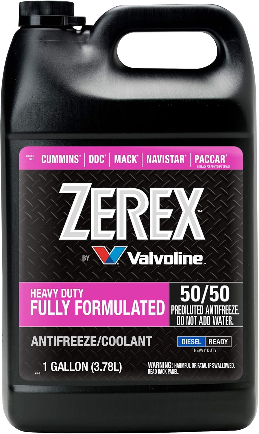 Zerex Fully Formulated Pink Heavy Duty (HD) 50/50 Ready-to-Use Antifreeze/Coolant 1 GA, Case of 6