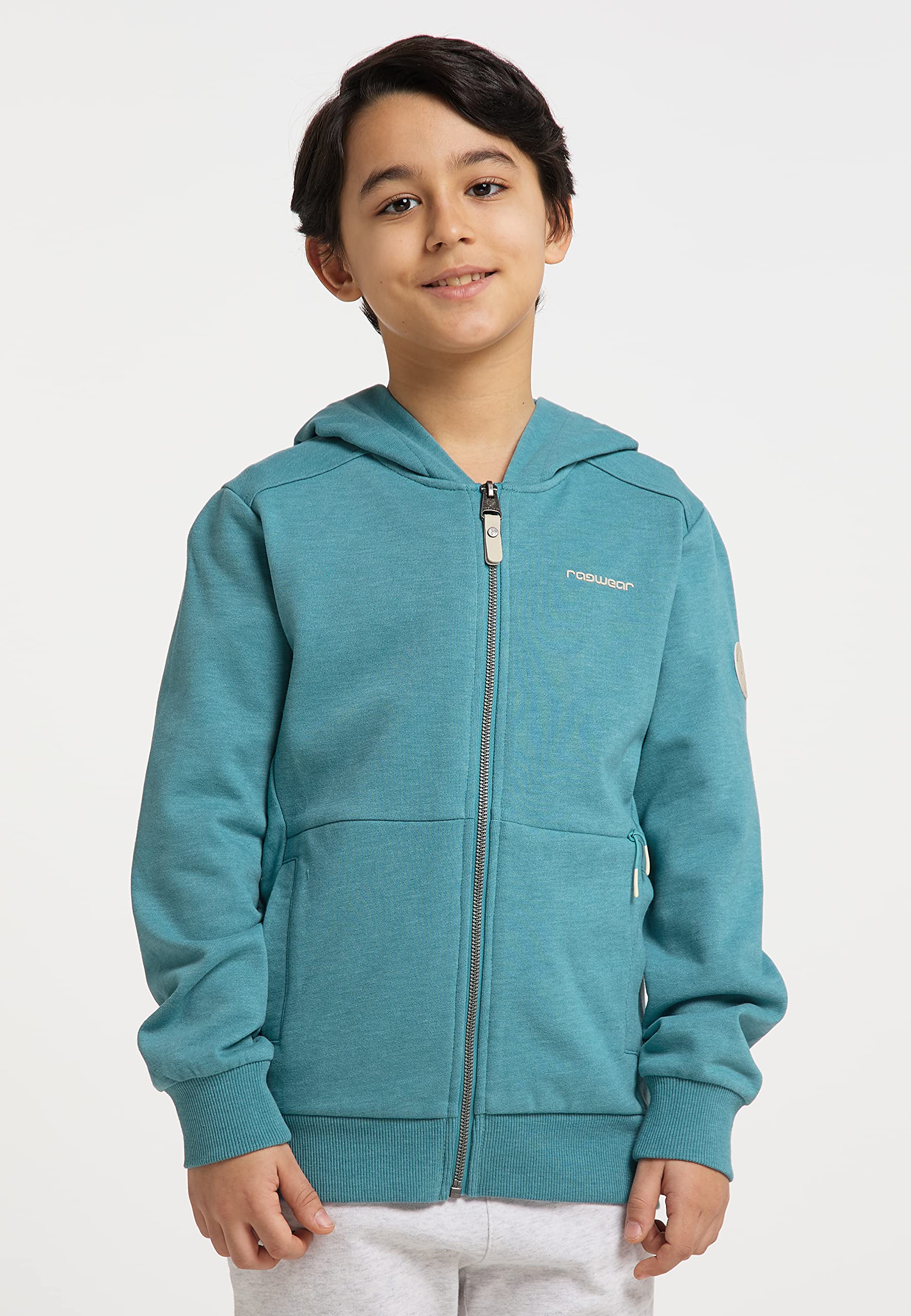 Ragwear Axell Organic Jungen Sweatjacke mit Kapuze Sweat Strickjacke Cardigan Übergangsjacke Jacke Sweatshirt mit Reißverschluss