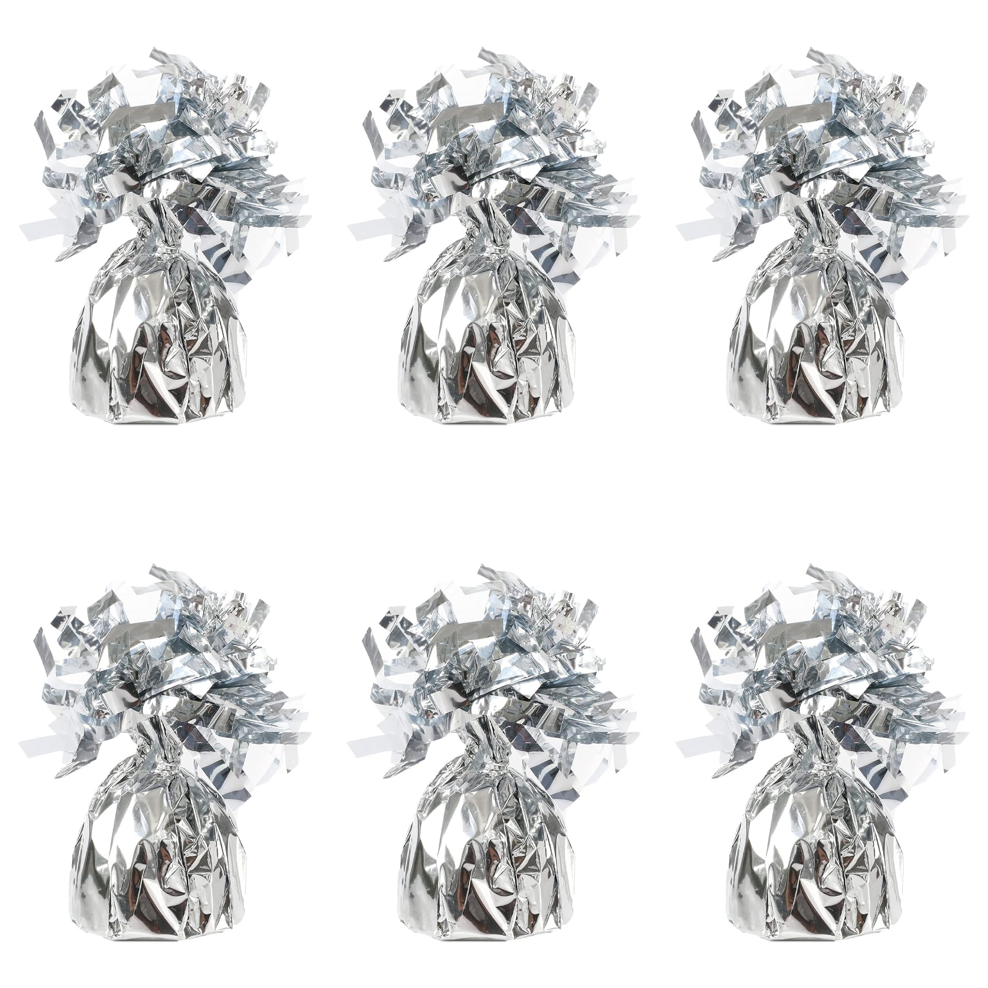 Foil Balloon Weights for Helium Balloons in Silver Foil - 6x 160g Heavy Balloon Weights Birthday Party Wedding Celebration Décor with Tassles